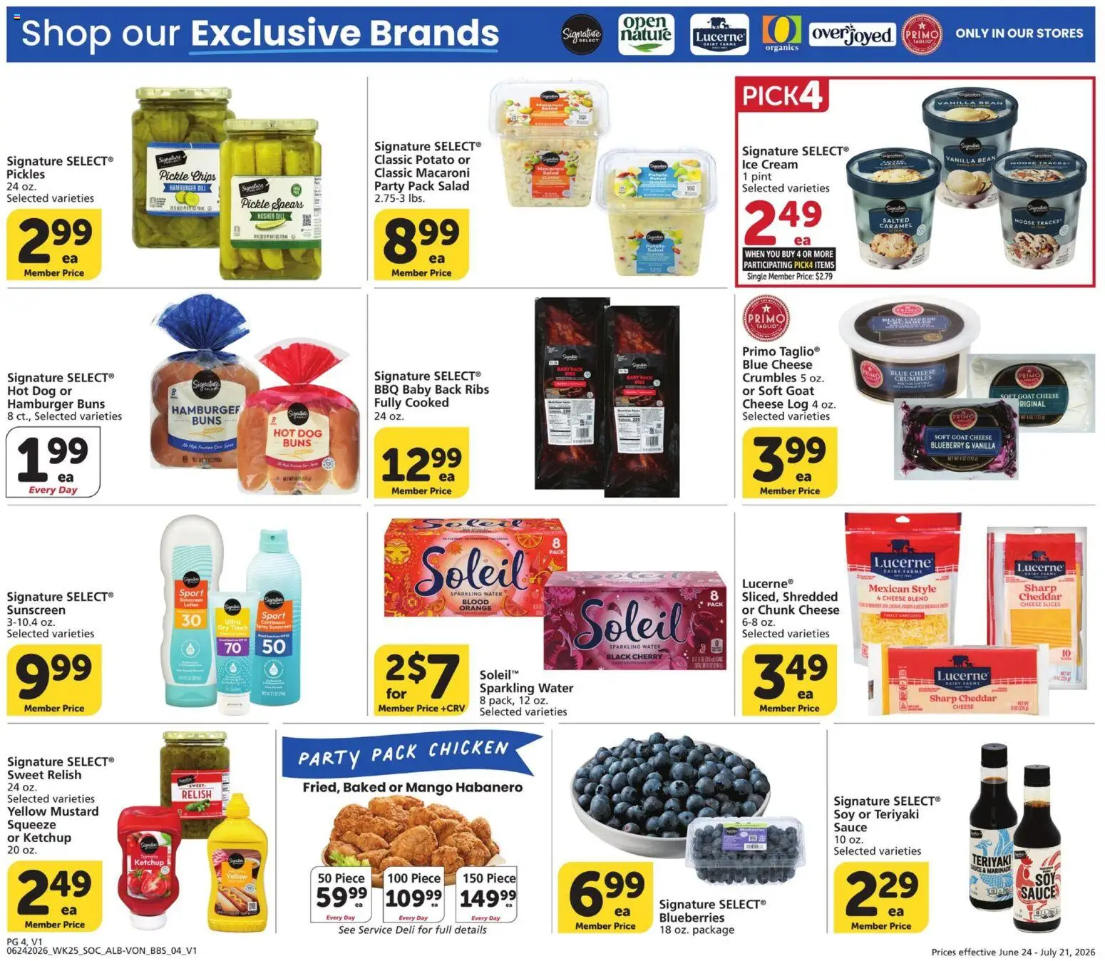 Vons Big Book of Savings - valid from 06/24/2026 | Page: 4 | Products: Sunscreen, Cream, Sauce, Blueberries