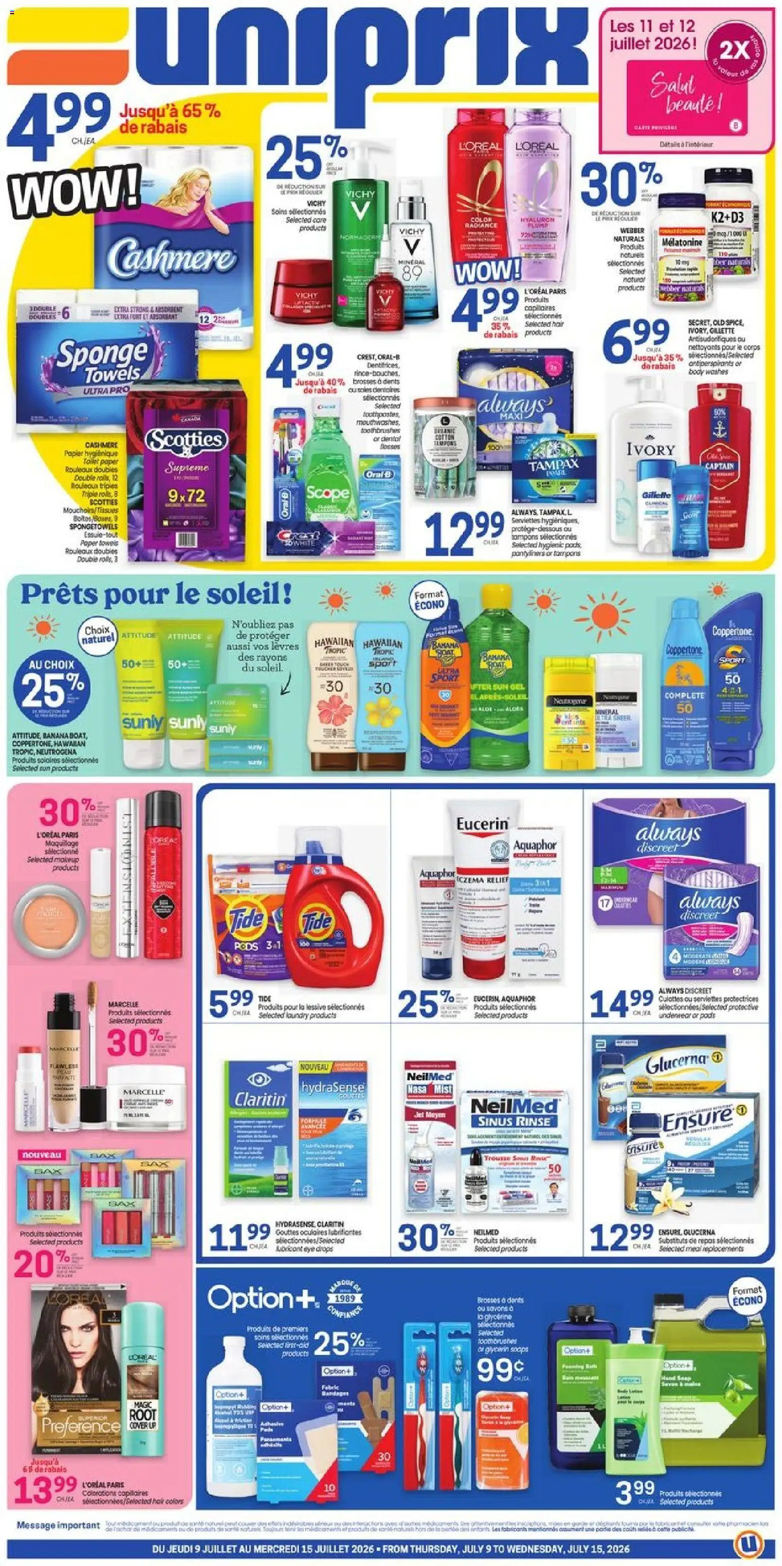Uniprix flyer valid from Jul 9, 2026 | Page: 1 | Products: Sponge