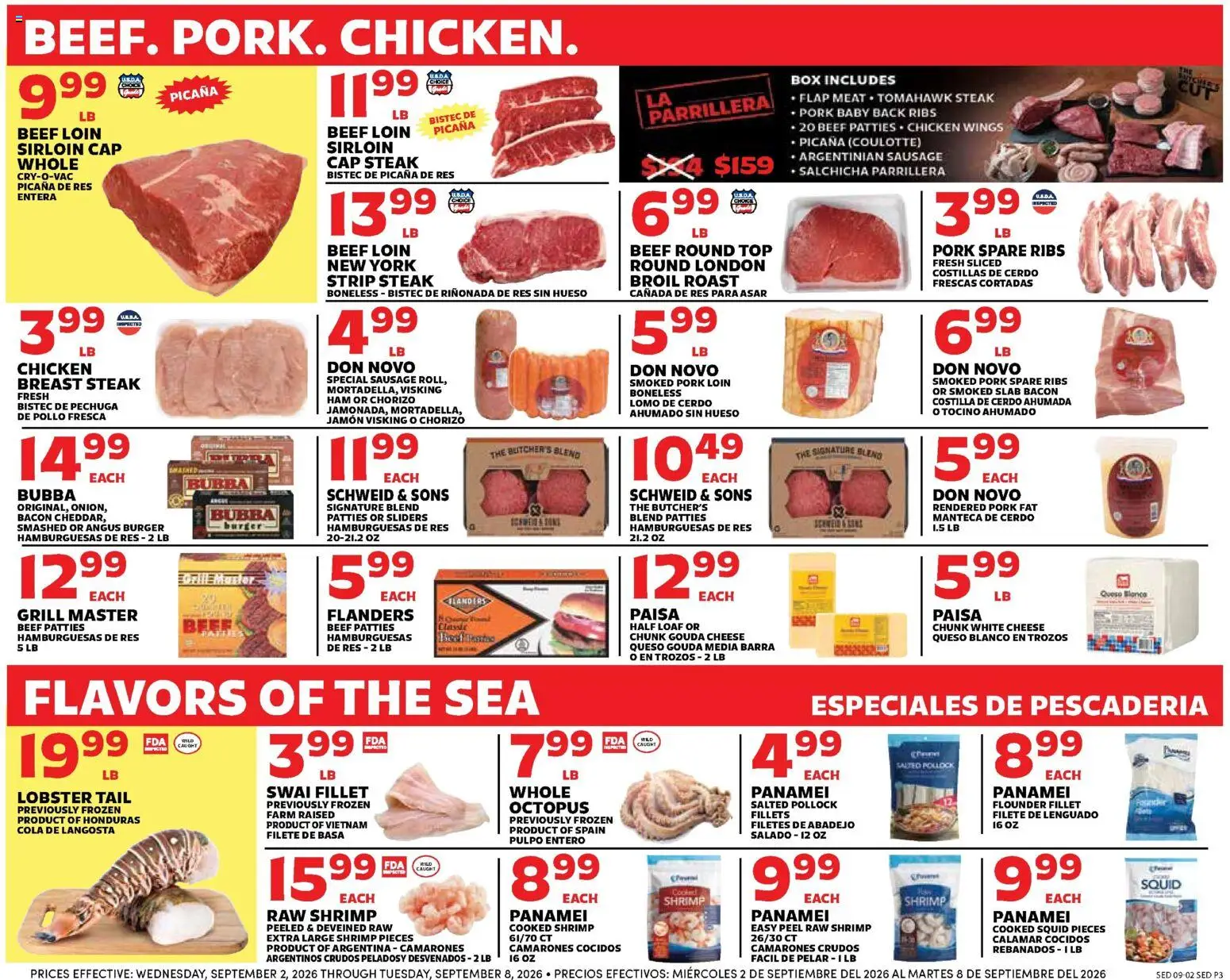 Sedano's Weekly Ad - valid from 09/02/2026 | Page: 3 | Products: Gouda cheese, Pork, Beef, Bacon