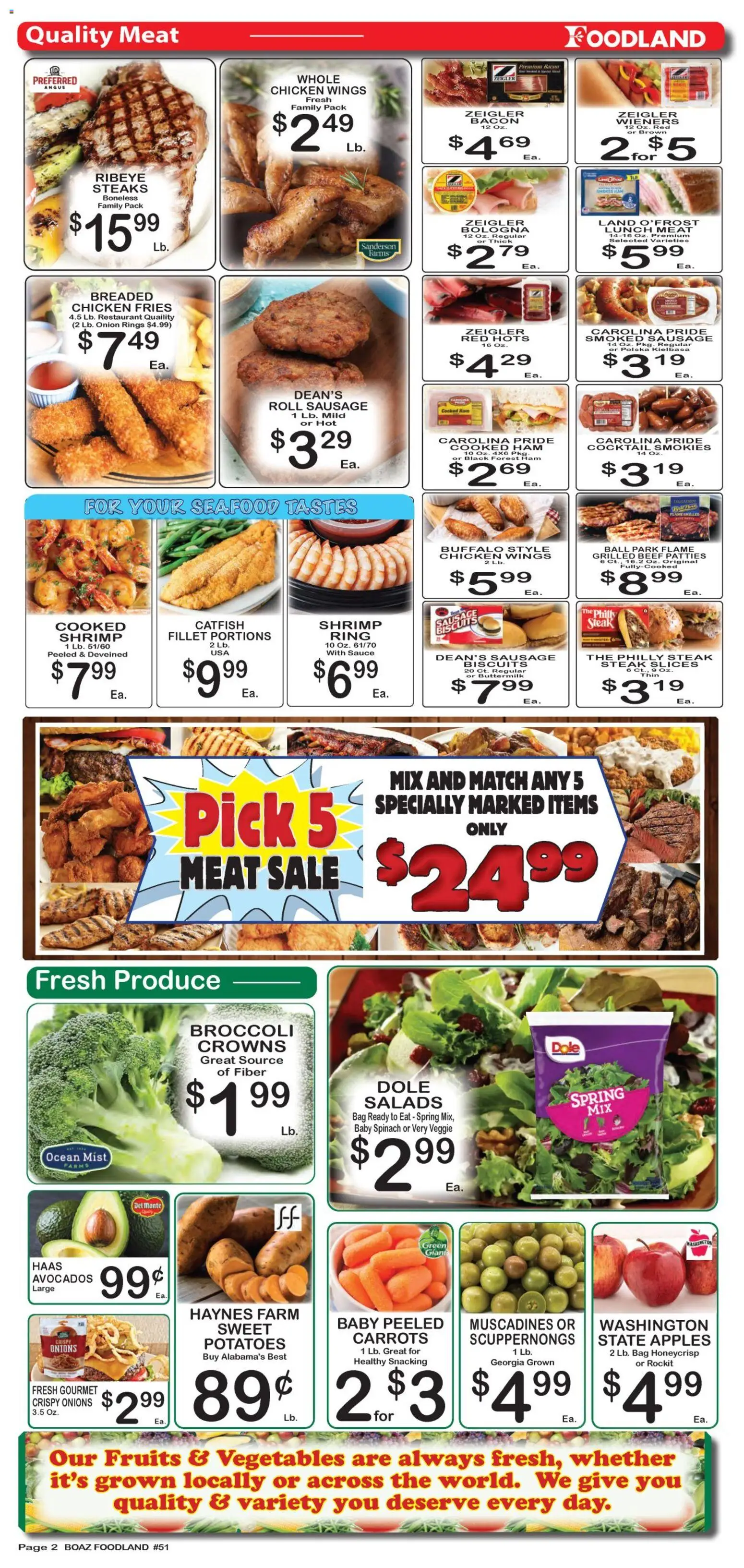 Foodland Weekly Ad - valid from 09/15/2026 | Page: 2 | Products: Shrimp, Chicken wings, Sauce, Baby spinach