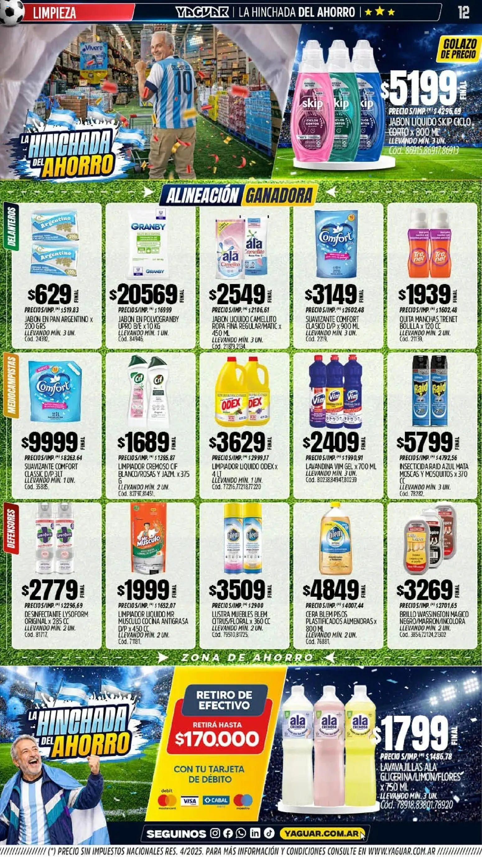 Yaguar - Oferta Semanal Mar del Plata │ válido desde el 08.06.2026 | Página: 12 | Productos: Desinfectante, Lavandina, Insecticida, Jabón