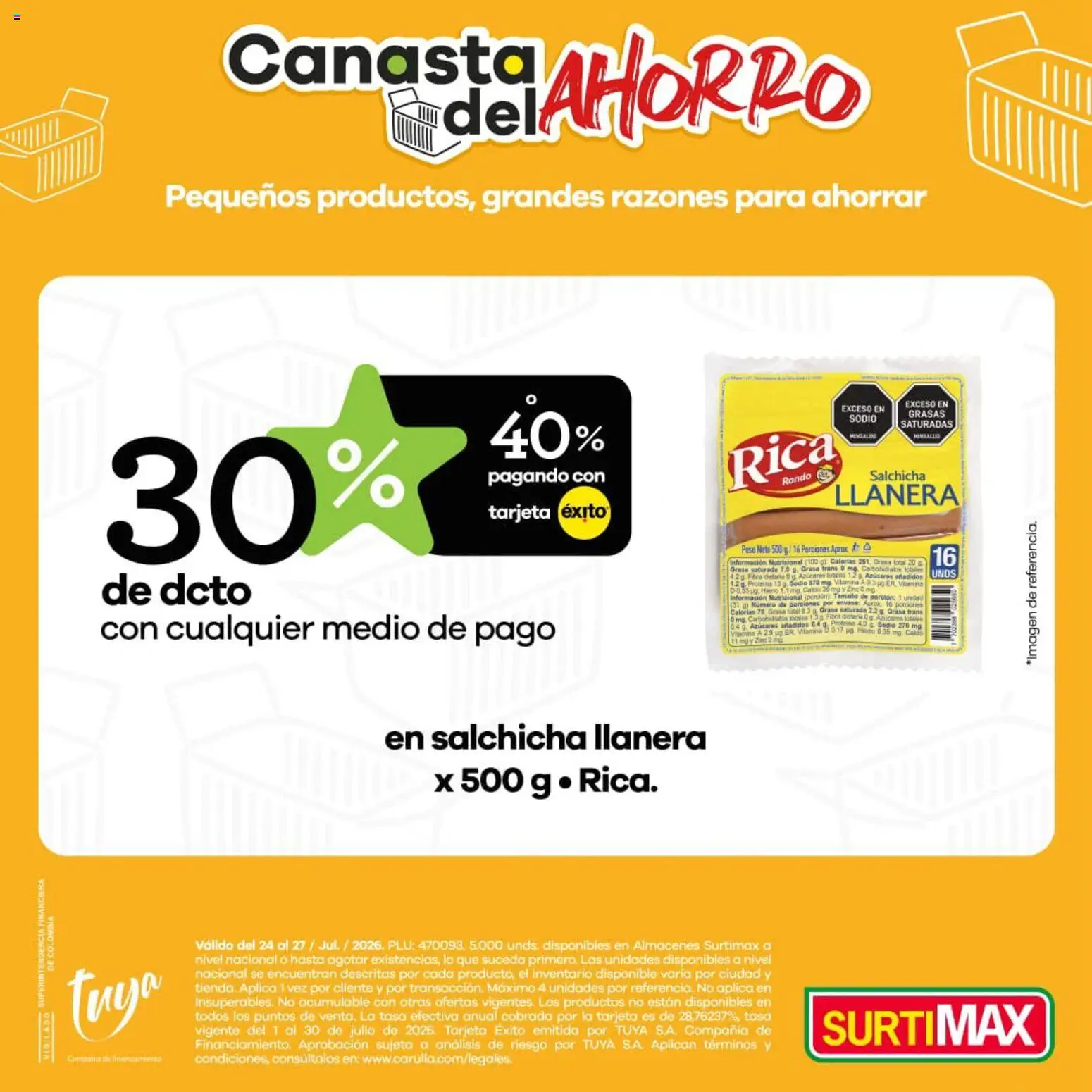 Surtimax revista - valida desde el 24/07/2026 | Página: 4 | Productos: Salchicha, Peso