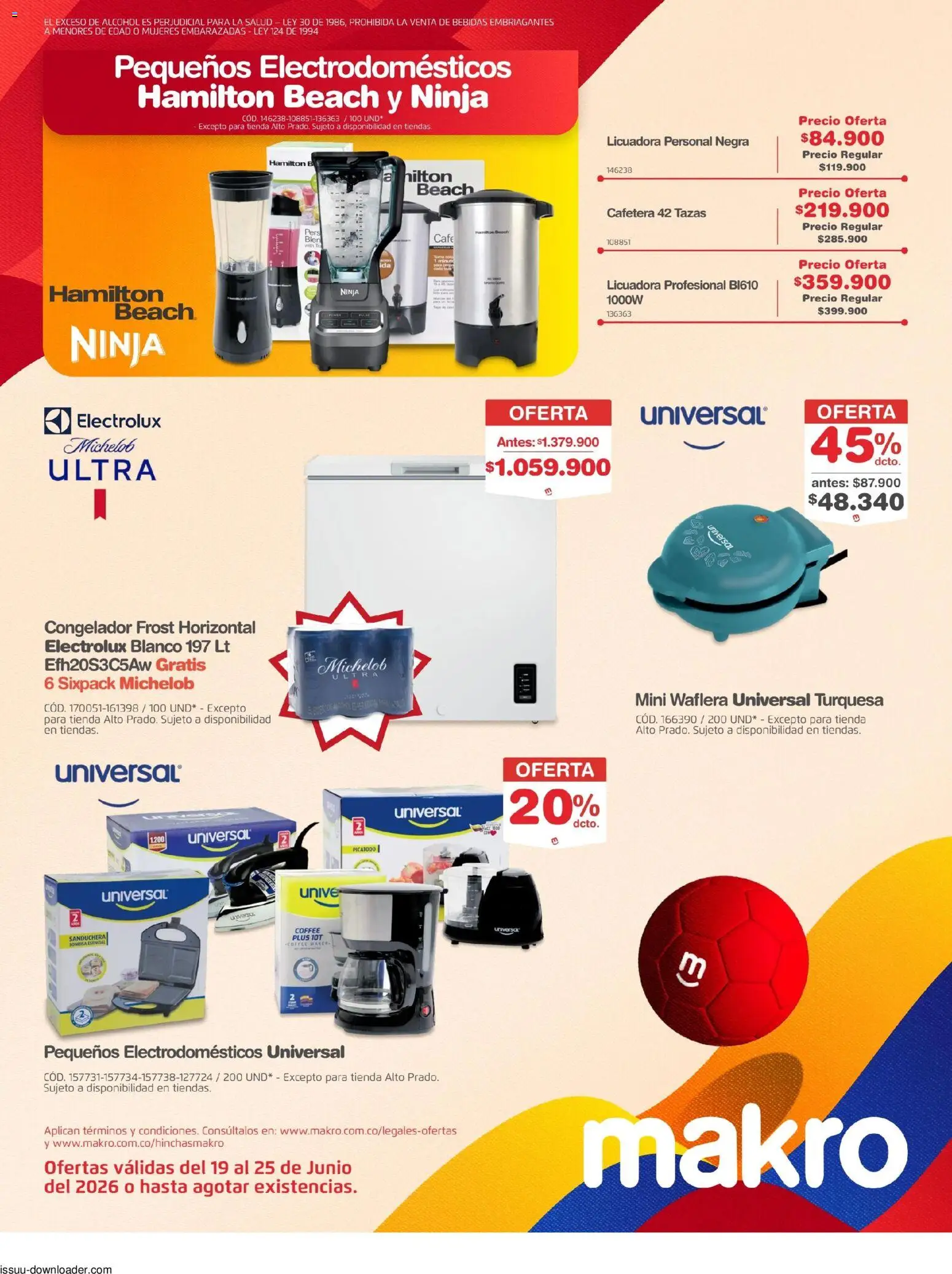 Makro revista - valida desde el 19/06/2026 | Página: 34 | Productos: Congelador, Cafetera, Licuadora, Tintura