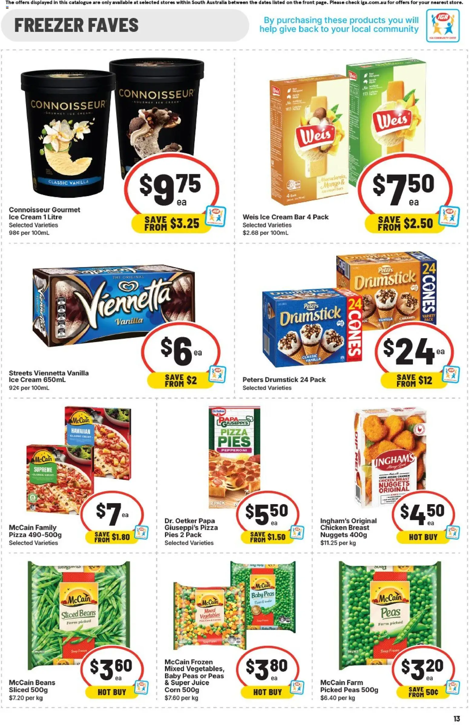 IGA catalogue - valid from 03.06.2026 | Page: 13 | Products: Pizza, Chicken, Ice cream, Mango