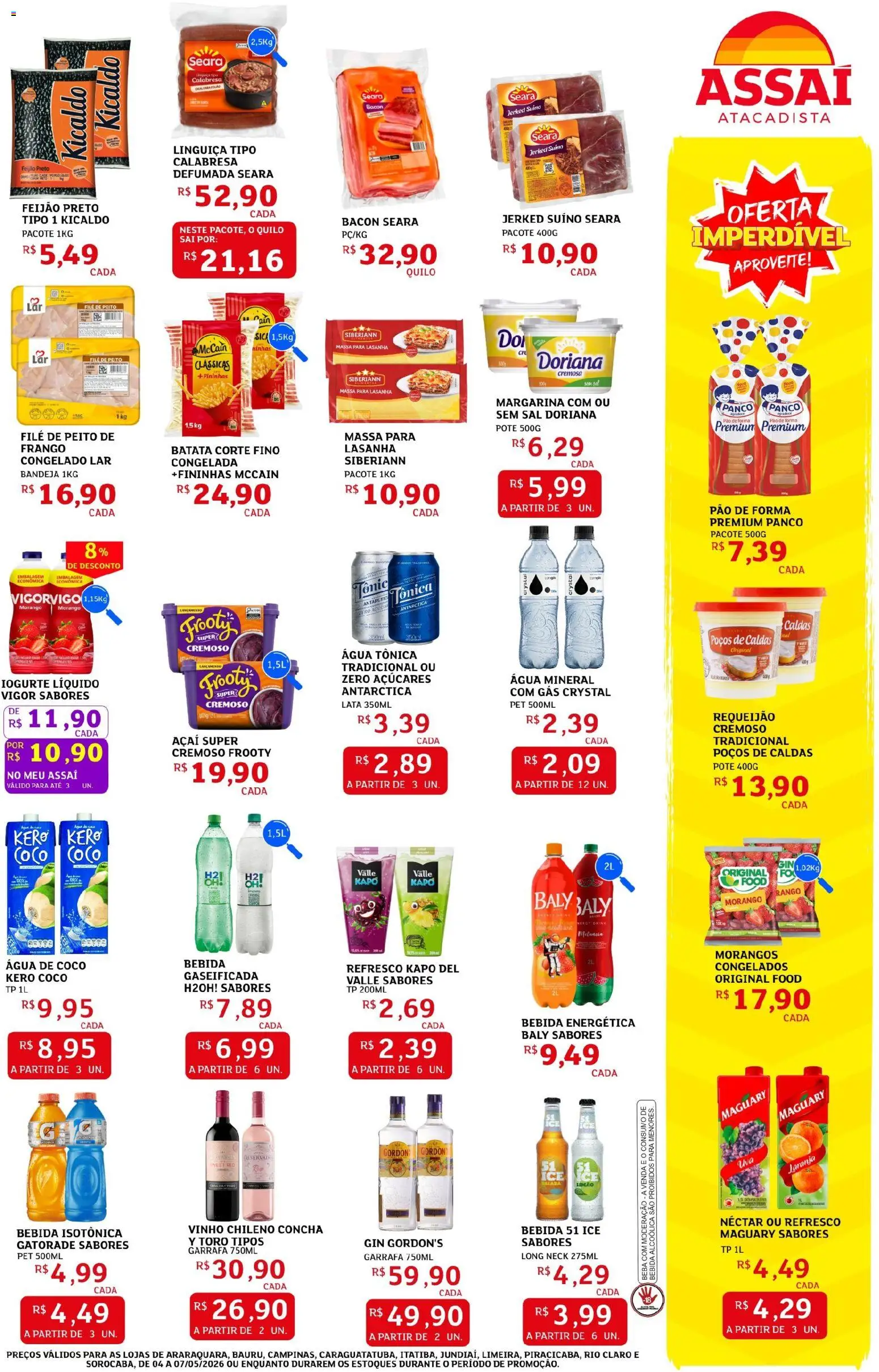 Assaí Atacadista Folheto - válido de 04.05.2026 | Página: 3 | Produtos: Água de coco, Linguiça, Iogurte, Bandeja