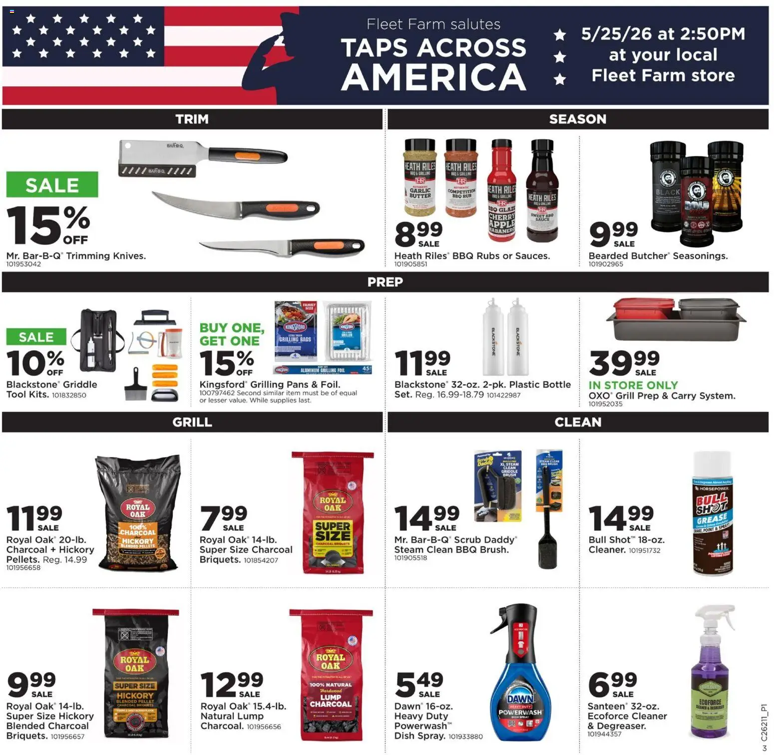 Mills Fleet Farm Weekly Ad - valid from 18.05.2026 | Page: 4 | Products: Griddle, Brush, Butter, Grill