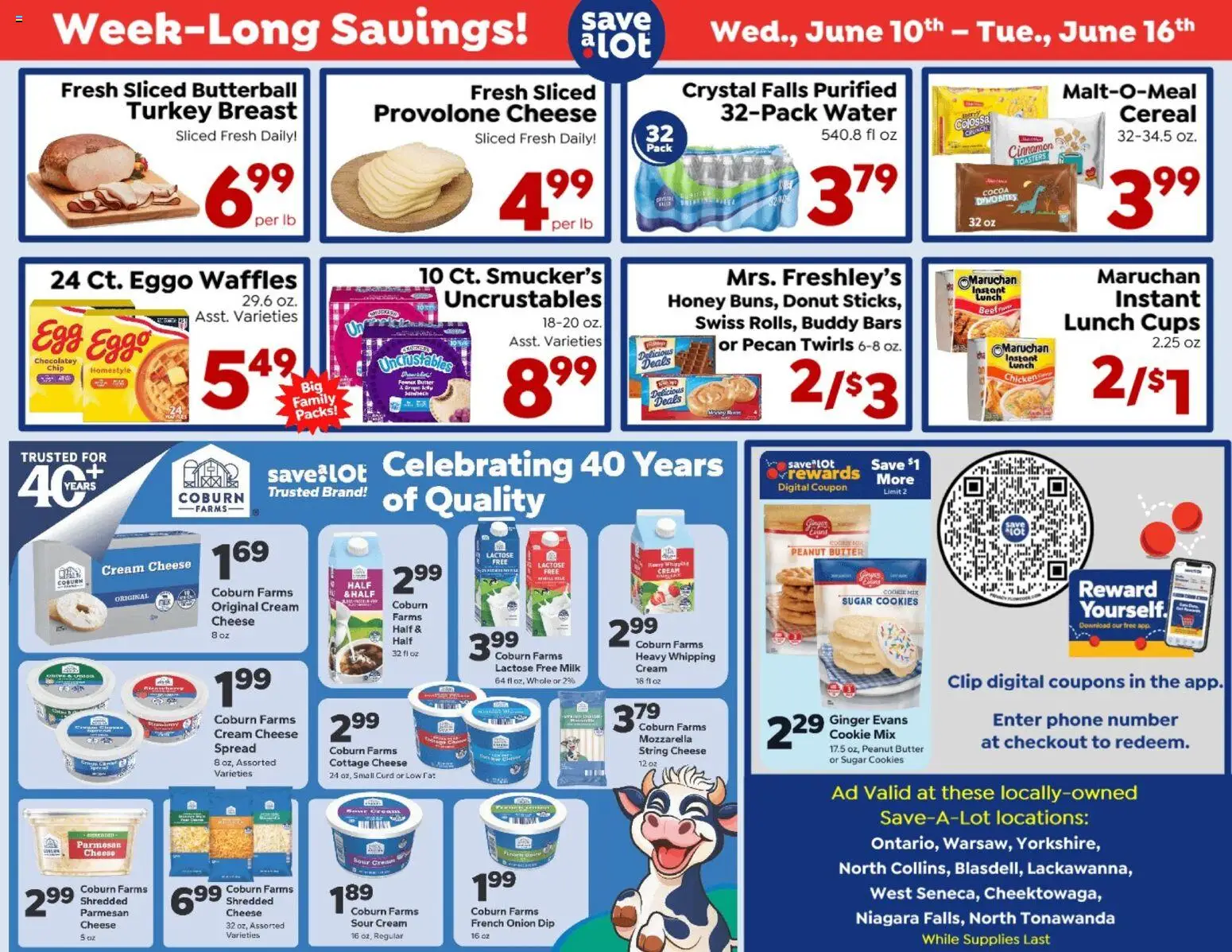 Save a Lot  Ad - valid from 10.06.2026 | Page: 1 | Products: Butter, Cream, Cookies, Cottage cheese