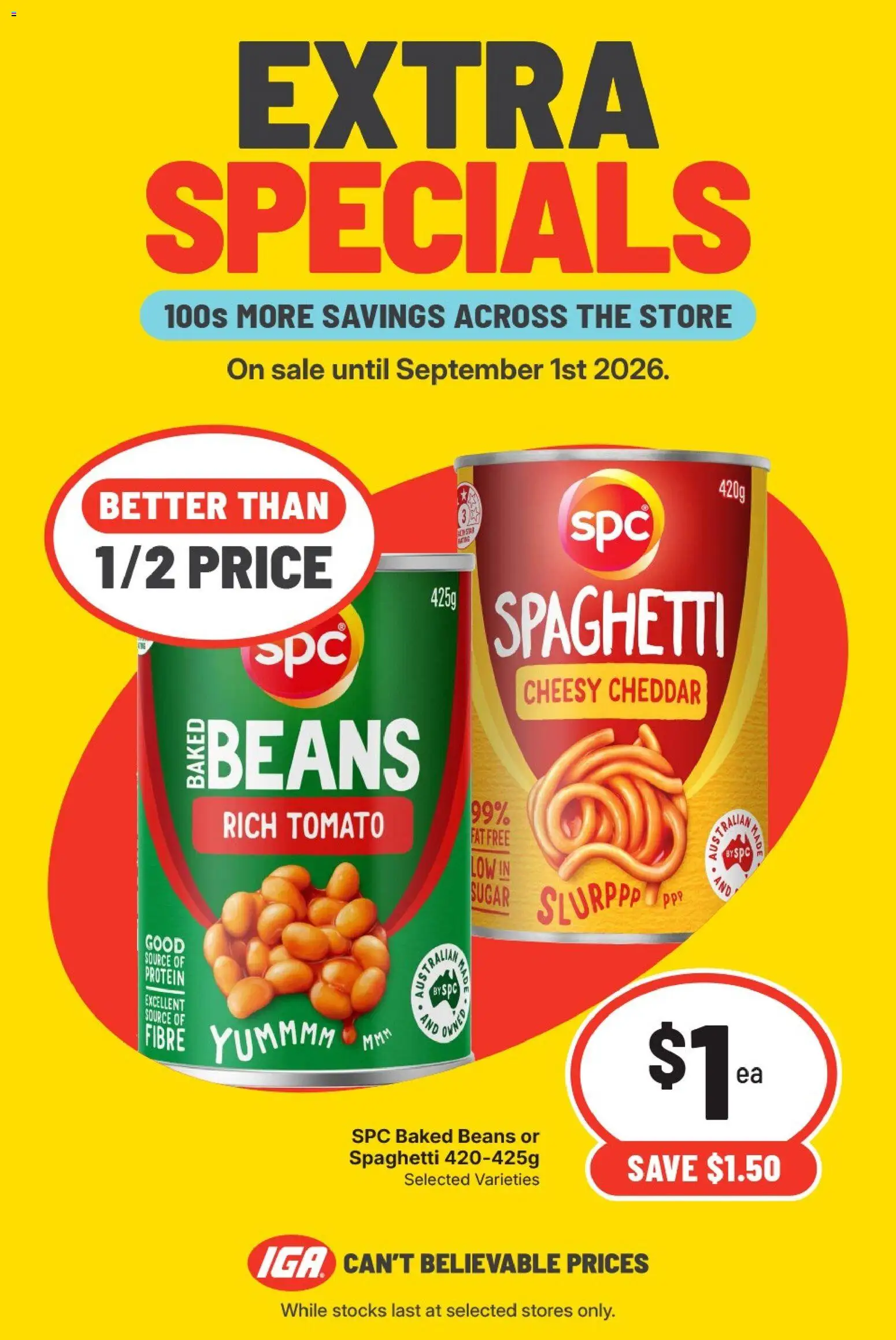 IGA catalogue - valid from 26/08/2026 | Page: 2 | Products: Sugar, Tomato, Spaghetti, Cheddar