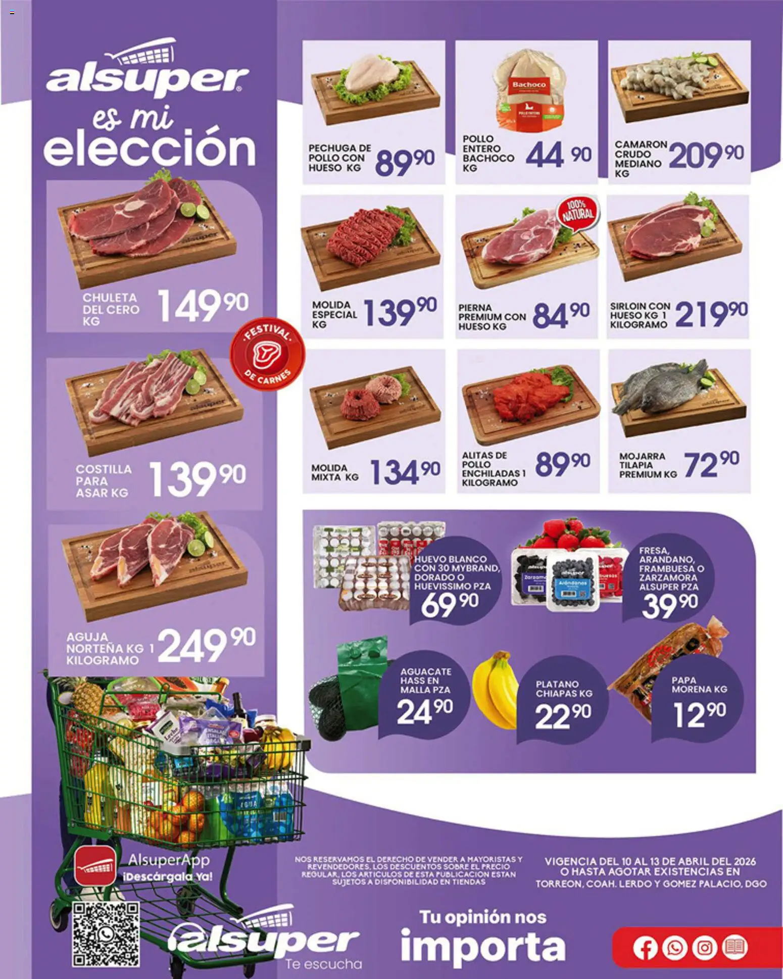 Nuevas ofertas de Alsuper válidas en toda la República Mexicana desde el 10.04.2026. ¡Encuentra las mejores ofertas en Alsuper folleto Laguna! | Página: 1 | Productos: Plátano, Papa, Té, Malla