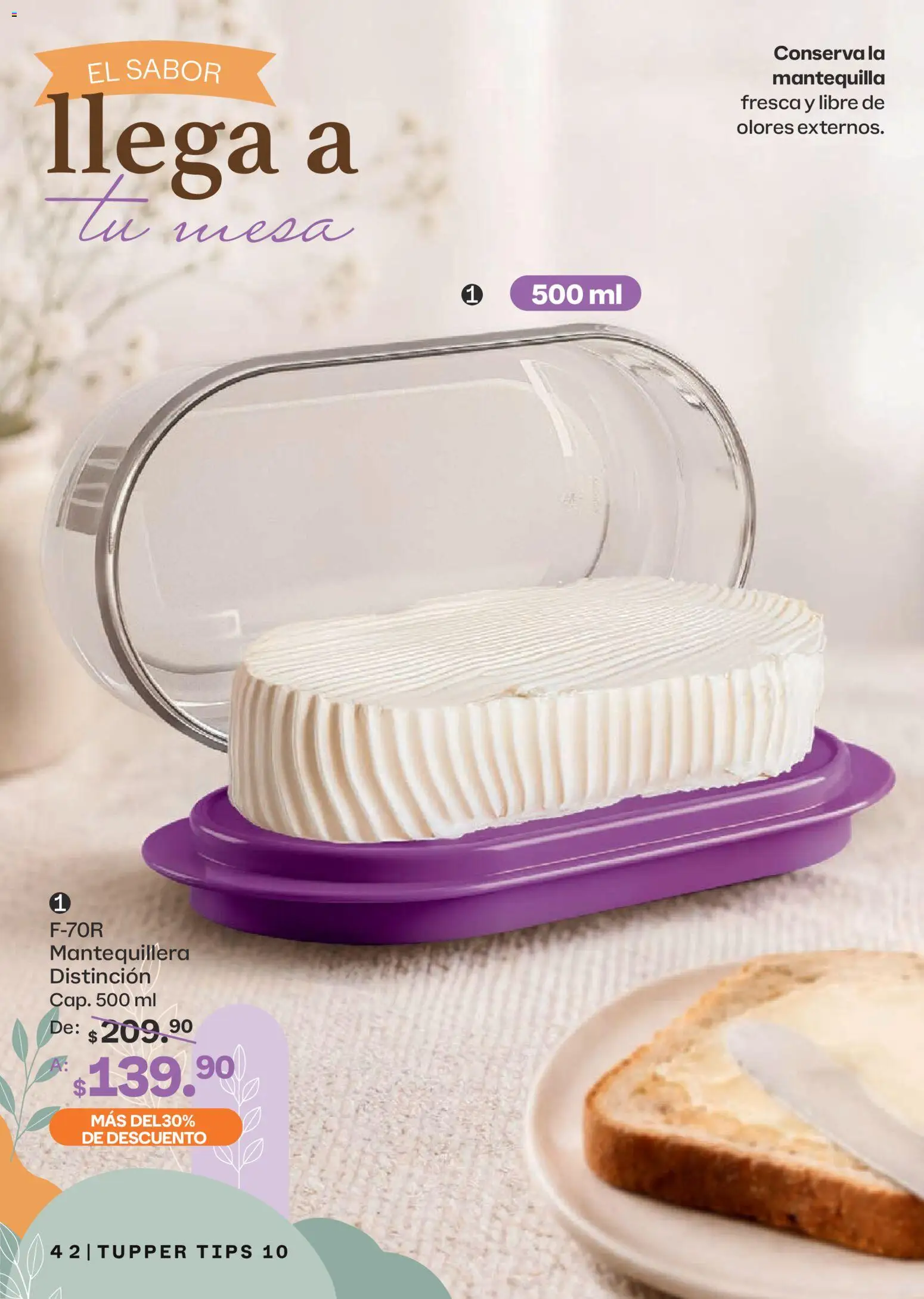Nuevas ofertas de Tupperware válidas en toda la República Mexicana desde el 07/09/2026. ¡Encuentra las mejores ofertas en Tupperware catálogo! | Página: 42 | Productos: Mantequilla, Tupper, Mesa