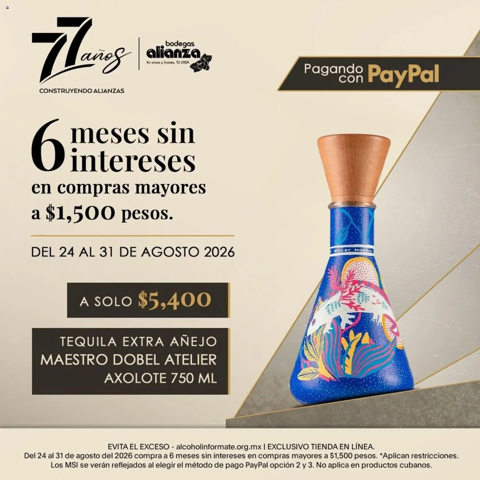 Nuevas ofertas de Bodegas Alianza válidas en toda la República Mexicana desde el 24/08/2026. ¡Encuentra las mejores ofertas en Bodegas Alianza catálogo Promoción exclusiva de la tienda en línea! | Página: 1 | Productos: Tequila