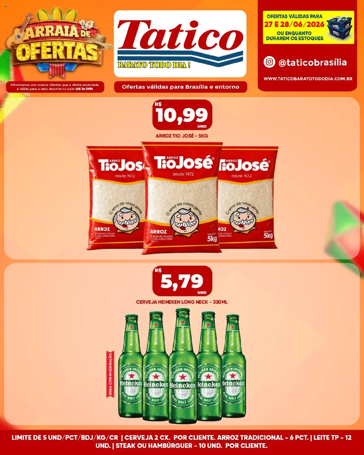 Tatico Folheto - válido de 29/06/2026 | Página: 36 | Produtos: Cerveja, Arroz, Cerveja Heineken, Hambúrguer