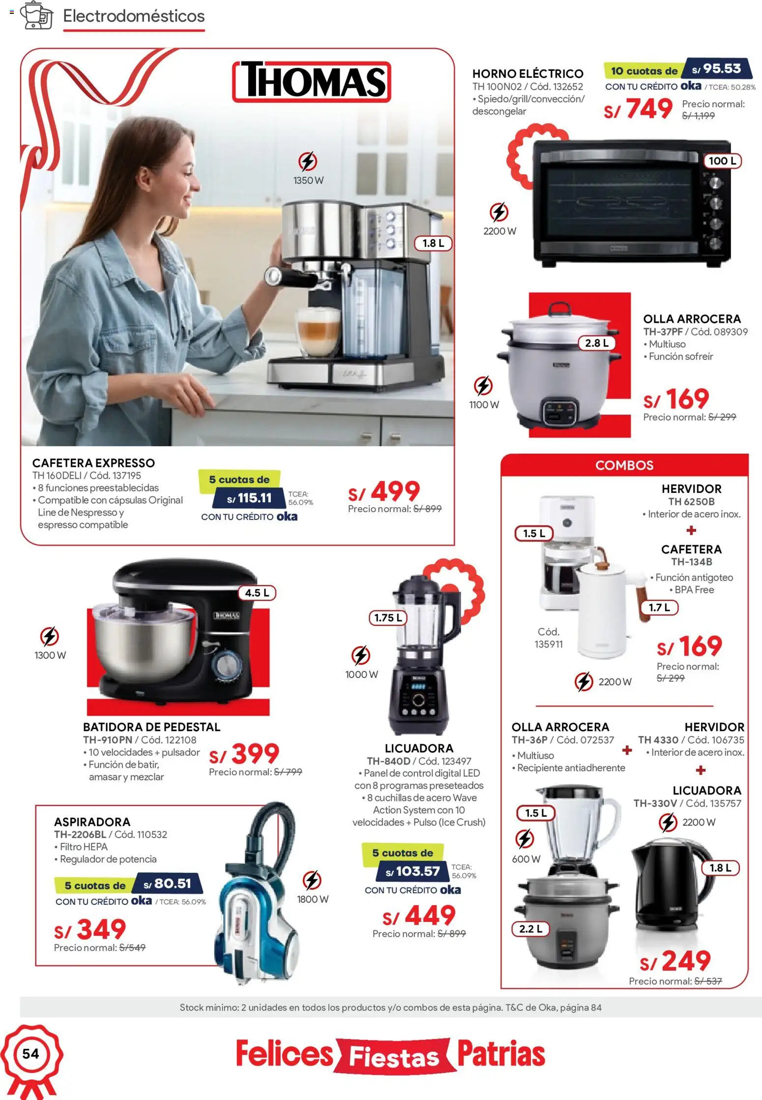 Catálogo Hiraoka válido desde 11/07/2026 | Página: 54 | Productos: Cafetera, Aspiradora, Batidora, Licuadora