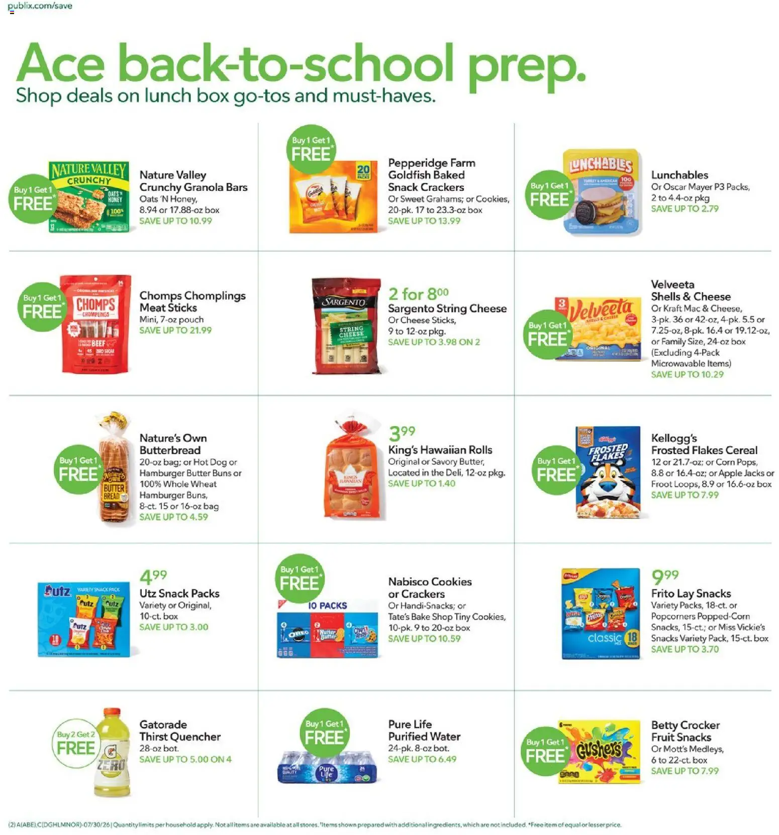 Publix Weekly Ad - valid from 07/29/2026 | Page: 2 | Products: Corn, Cookies, Flakes, Jacks