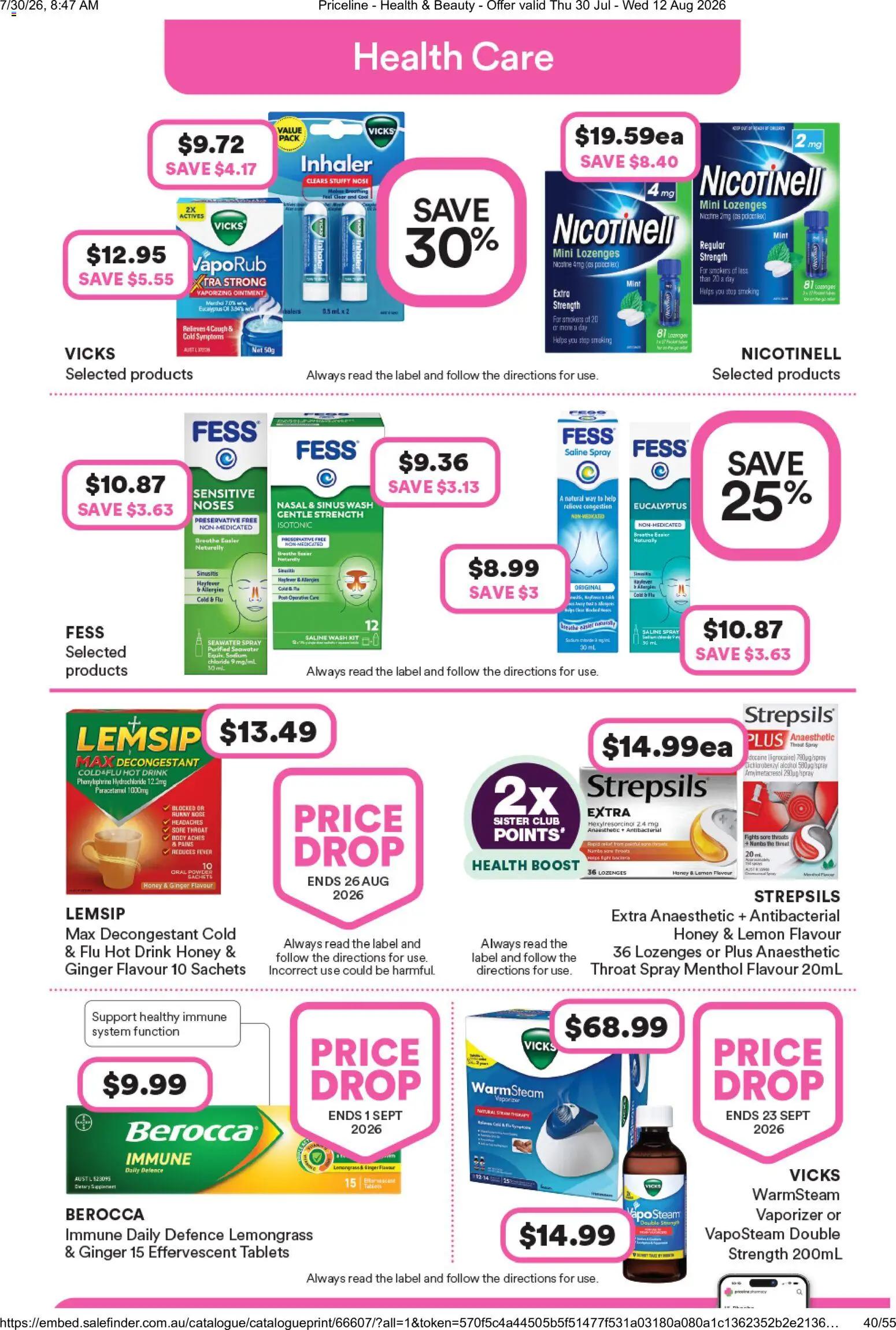 Priceline Pharmacy catalogue - valid from 30/07/2026 | Page: 20 | Products: Ginger, Honey, Lemon, Runny nose