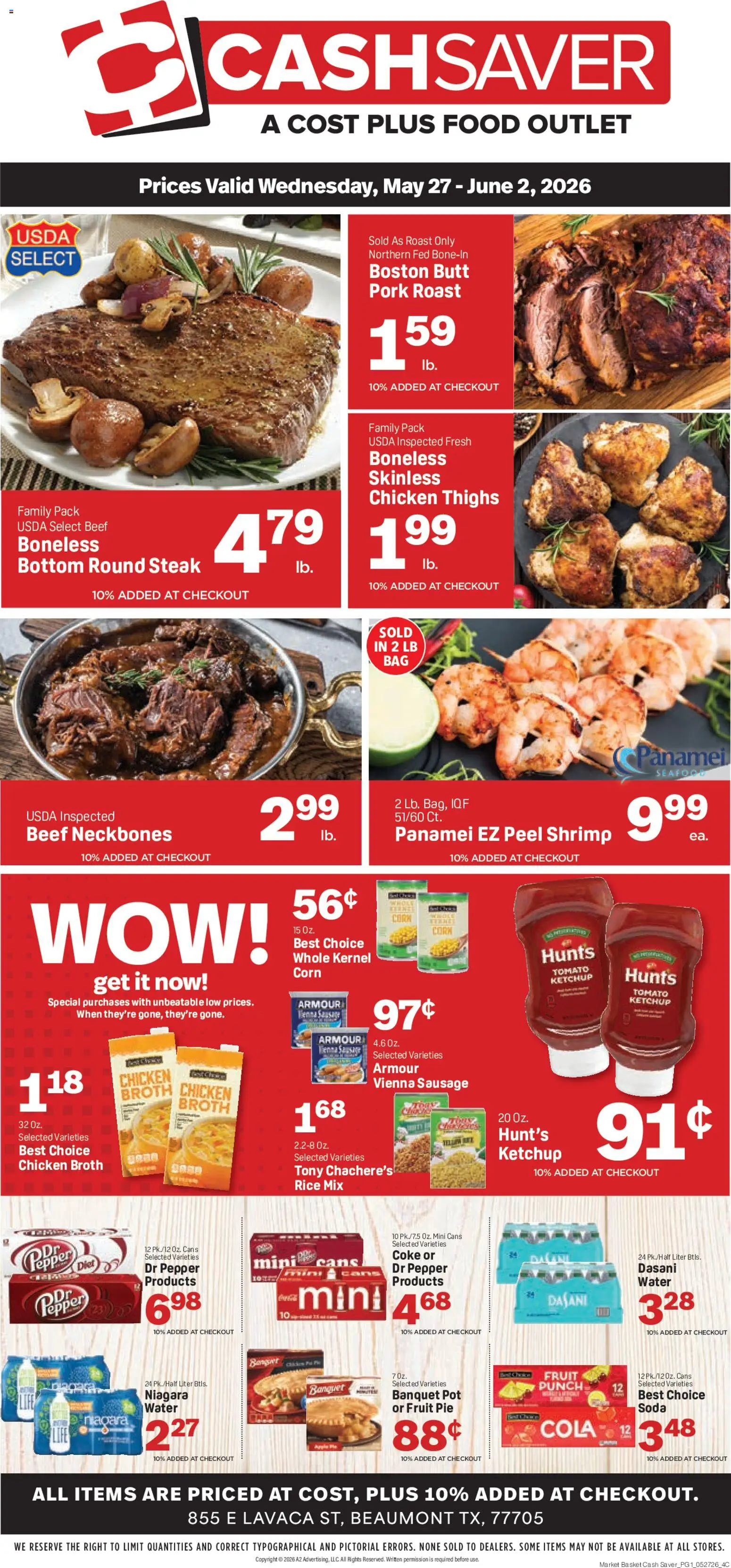 Market Basket Cash Saver - valid from 27.05.2026 | Page: 1 | Products: Basket, Water, Pepper, Seafood