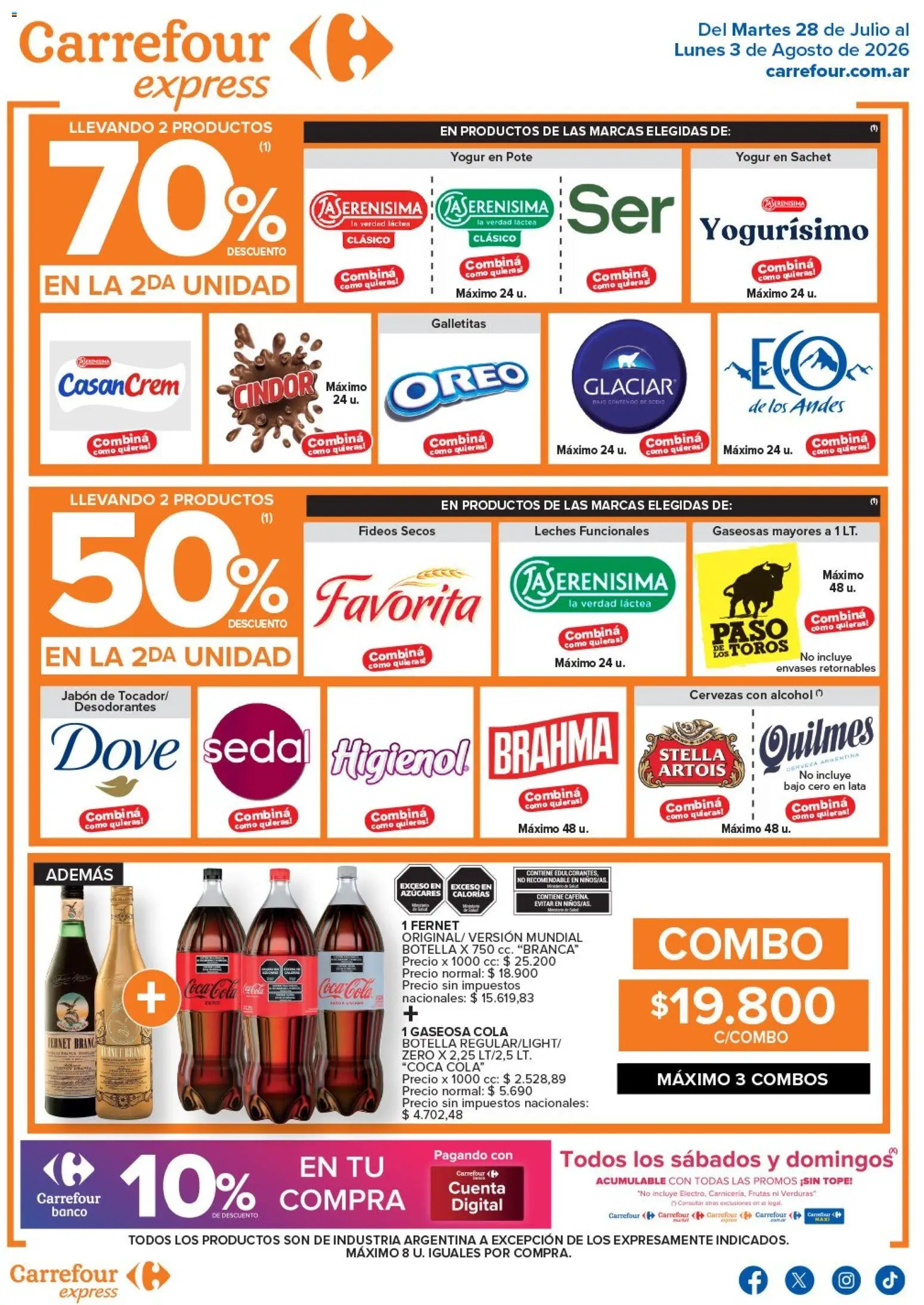 Carrefour Express ofertas │ válido desde el 28/07/2026 | Página: 2 | Productos: Botella, Yogur, Cerveza, Fideos