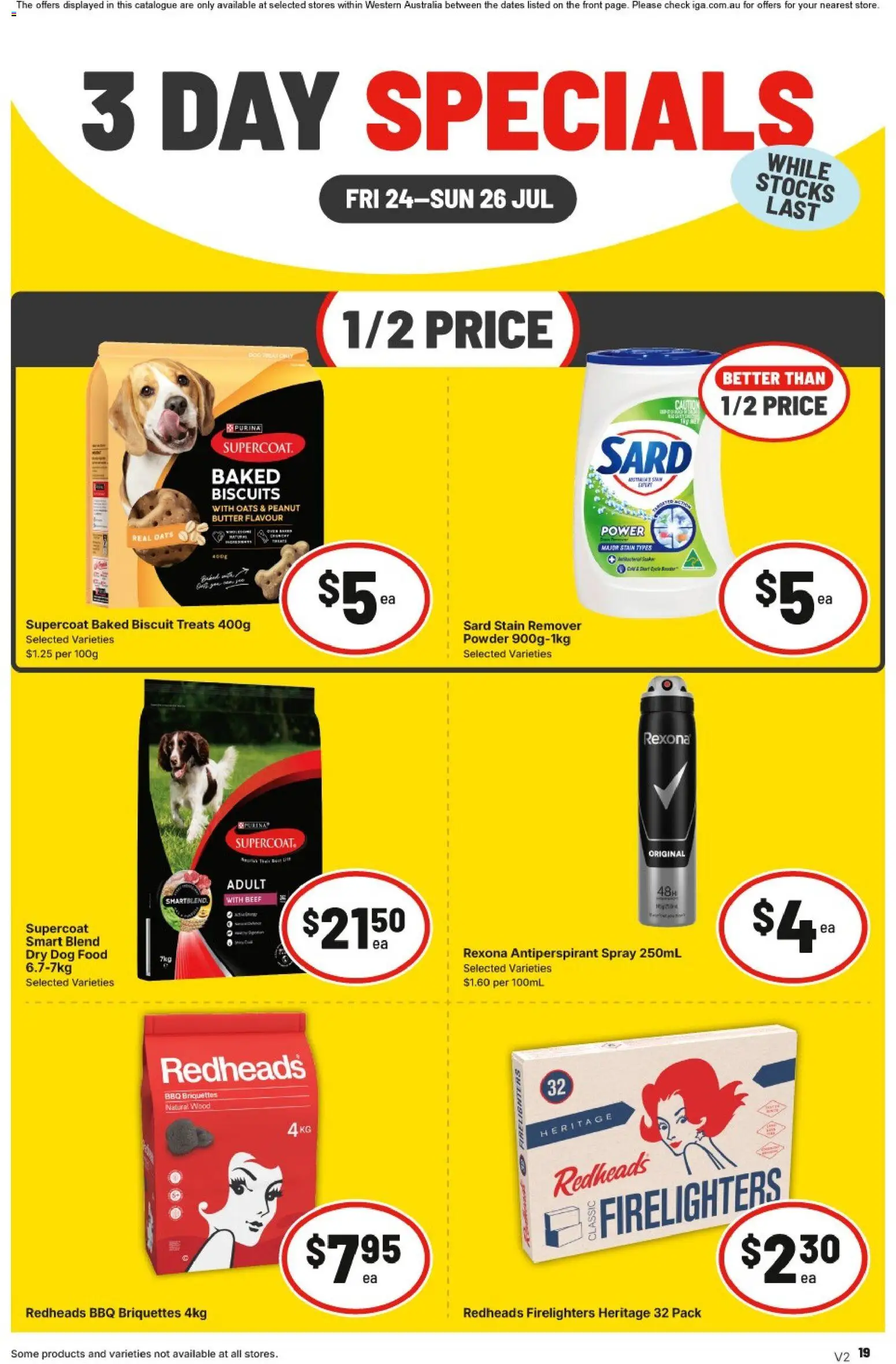 IGA catalogue - valid from 24/07/2026 | Page: 3 | Products: Powder, Beef, Antiperspirant, Dog food