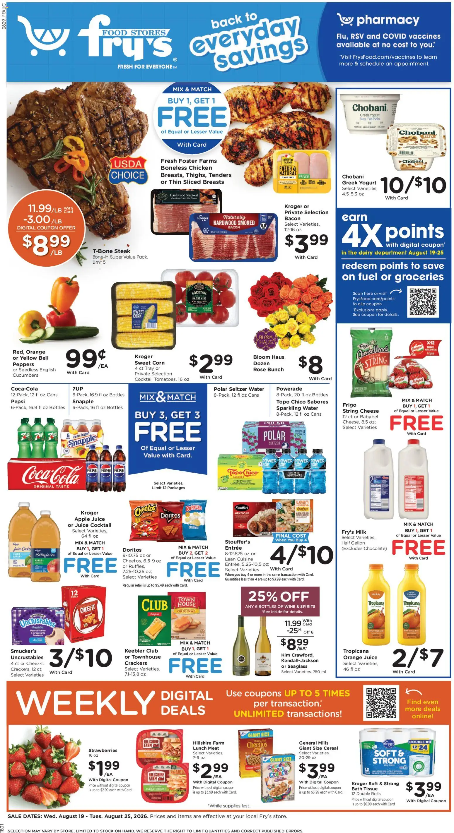 Fry's Food Weekly Ad - valid from 08/19/2026 | Page: 1 | Products: Apple juice, Yogurt, Wine, Lime