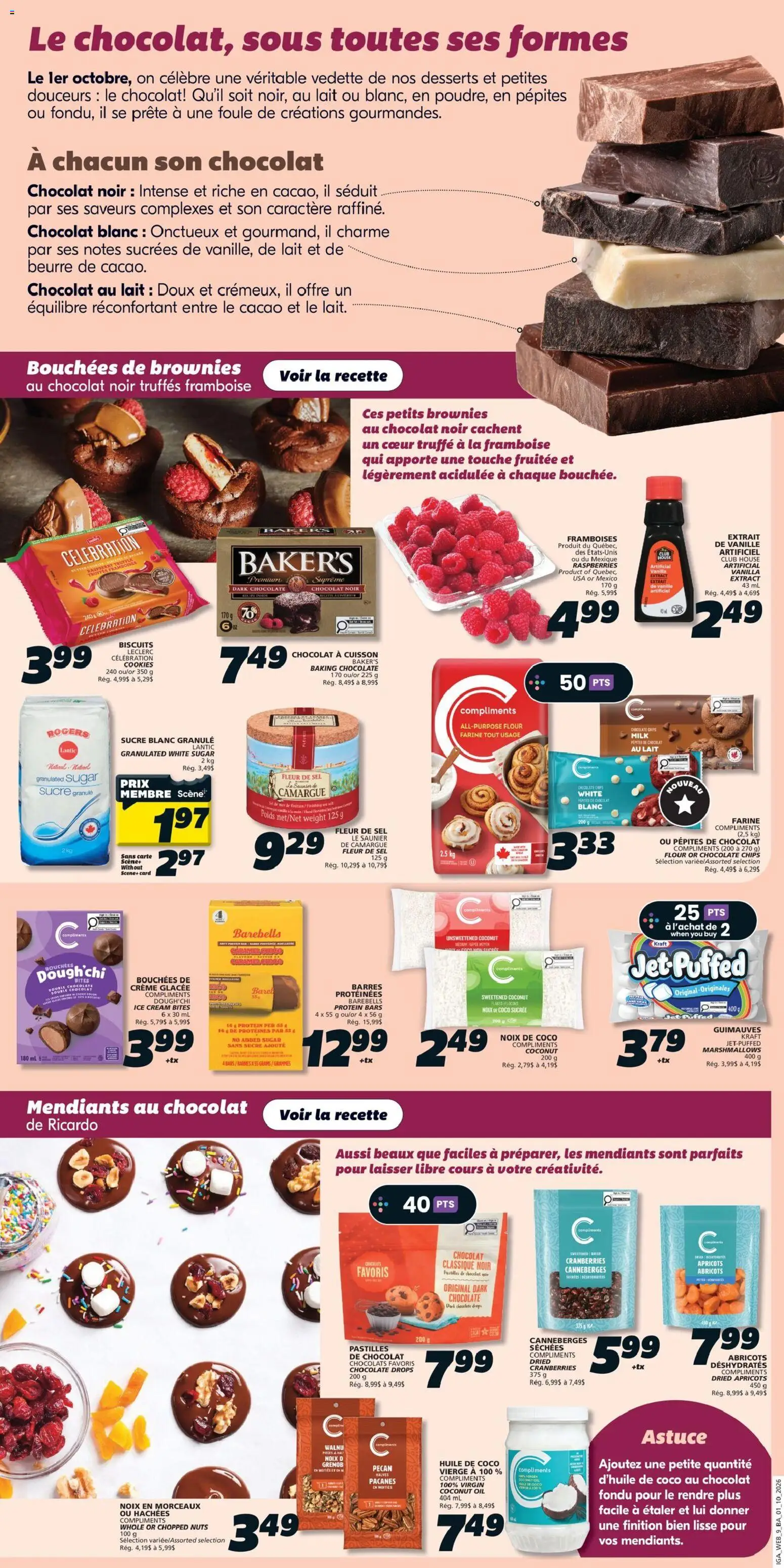 IGA flyer valid from Oct 1, 2026 | Page: 14 | Products: Flour, Granulated sugar, Chocolate, Protein