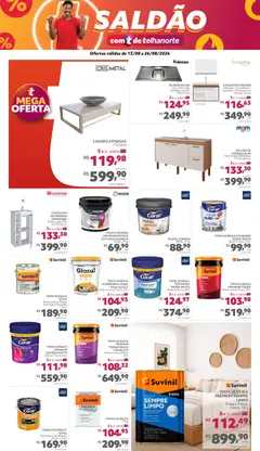 Telhanorte - Ofertas atuais - Pré-Visualização do folheto da loja Telhanorte, válido de 13/08/2026 | Página: 4 | Produtos: Massa acrílica, Massa corrida, Cuba, Tinta