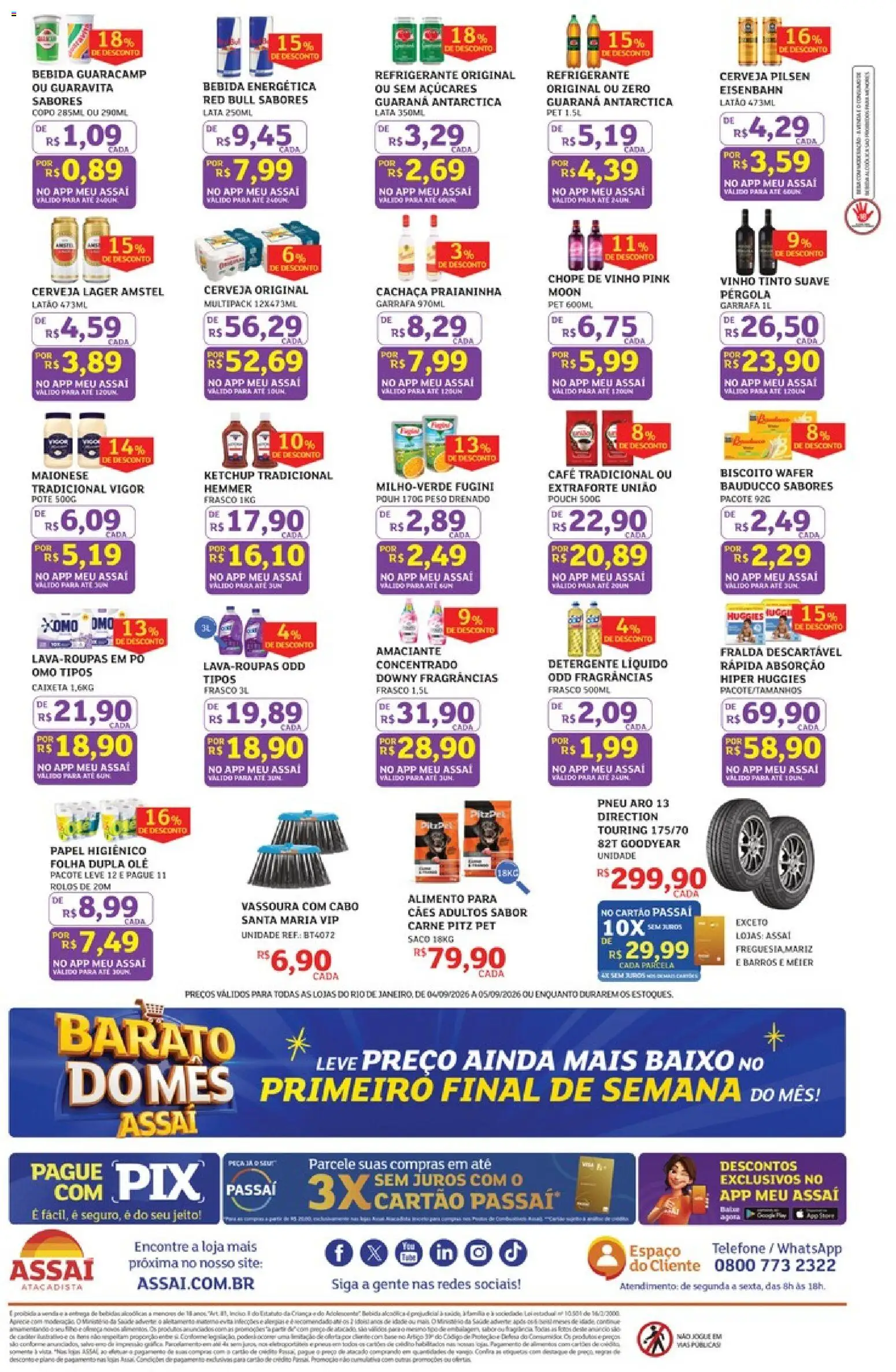 Assaí Atacadista Folheto - válido de 04/09/2026 | Página: 2 | Produtos: Detergente, Eisenbahn, Vinho tinto, Cerveja