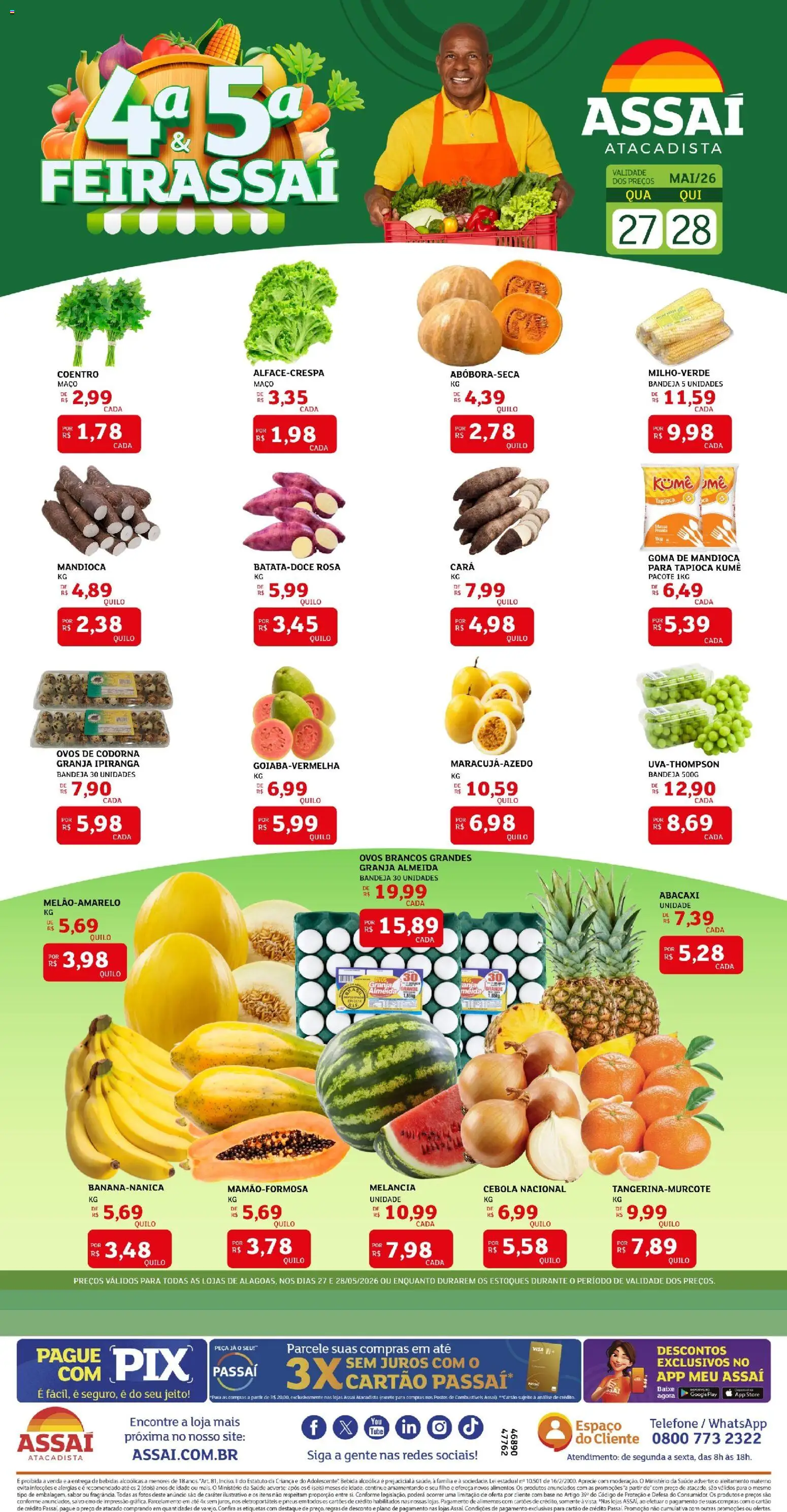 Assaí Atacadista Folheto - válido de 14.06.2026 | Página: 1 | Produtos: Cebola, Mandioca, Abacaxi, Ovos de codorna