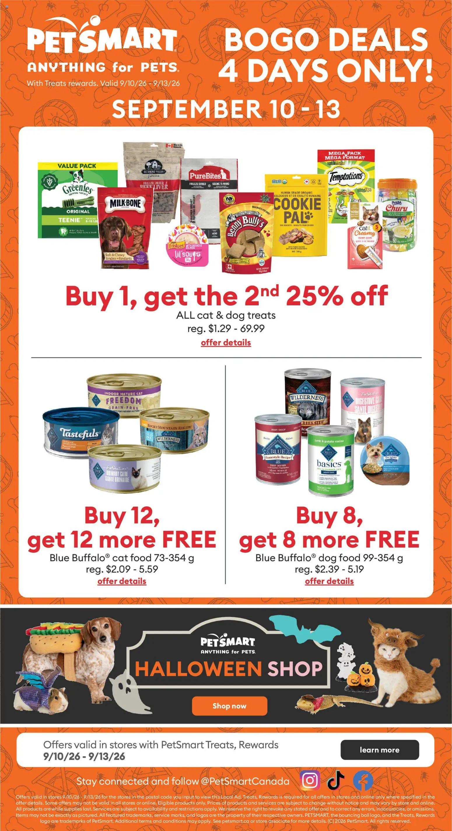 Petsmart flyer valid from Sep 10, 2026 | Page: 1 | Products: Salmon, Vegetables, Dog food, Milk