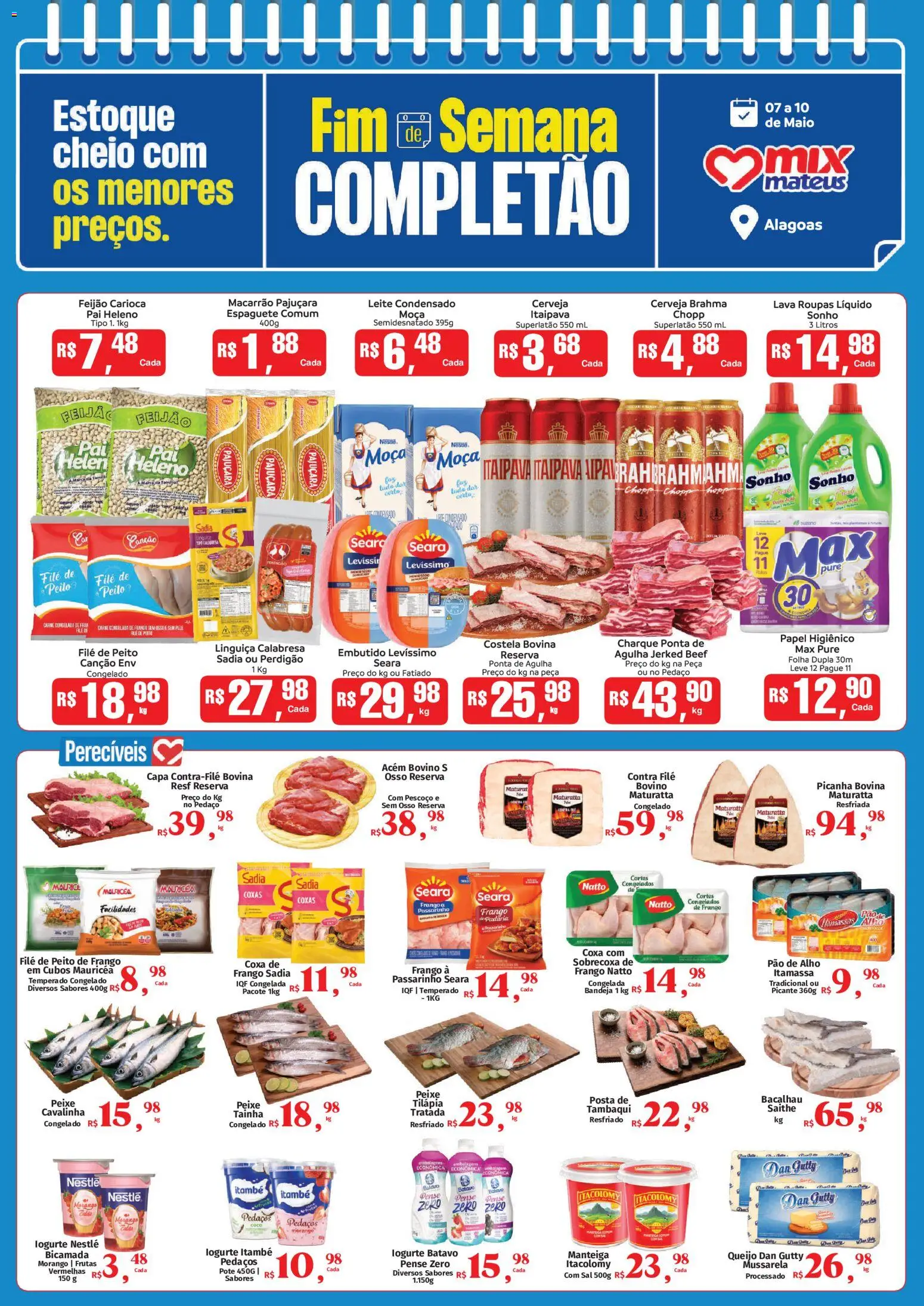 Mateus Folheto - válido de 07.05.2026 | Página: 1 | Produtos: Pao de alho, Maiô, Queijo, Bandeja