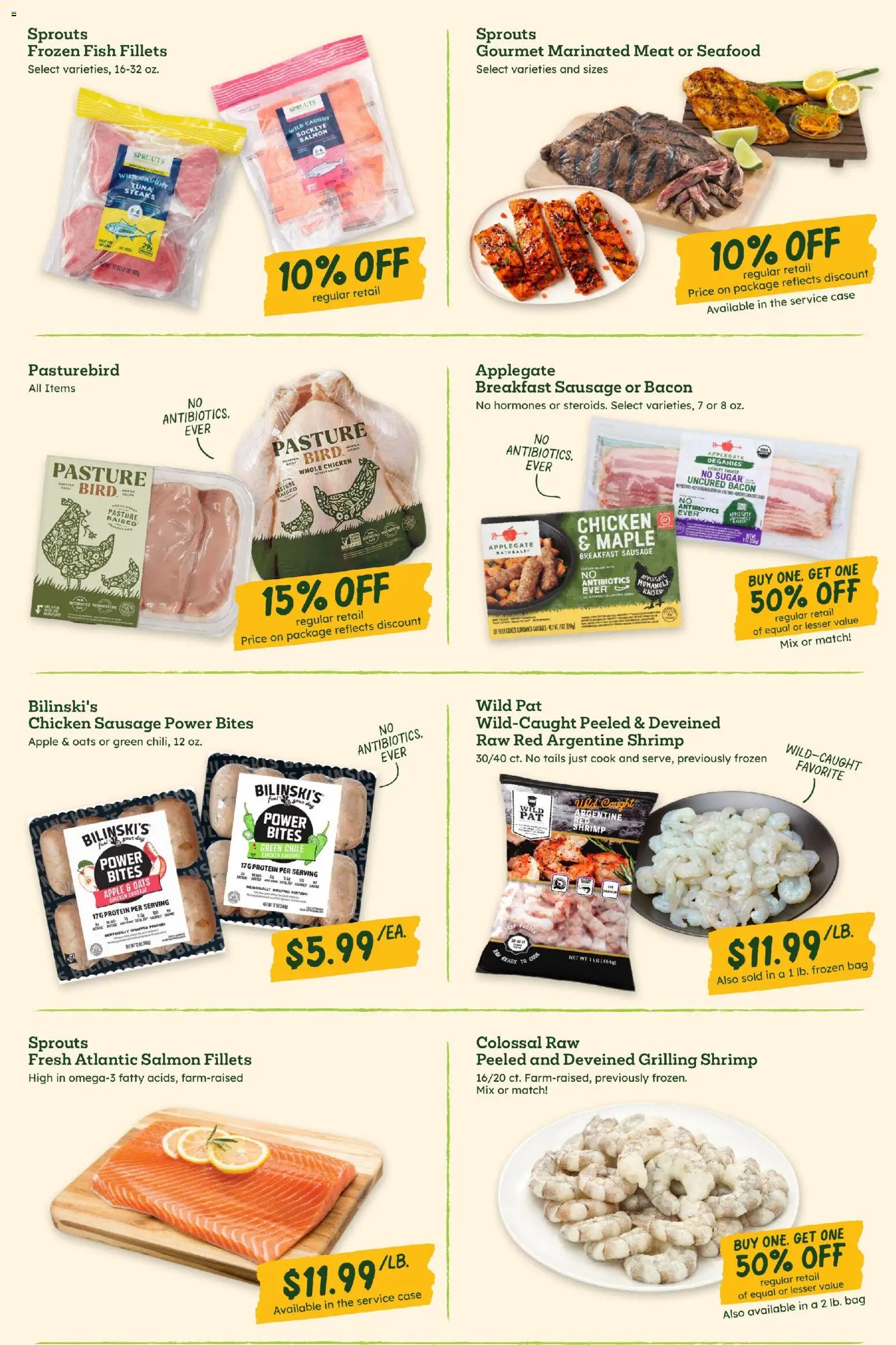 Sprouts Weekly Ad - valid from 08/19/2026 | Page: 3 | Products: Shrimp, Bacon, Seafood, Salmon