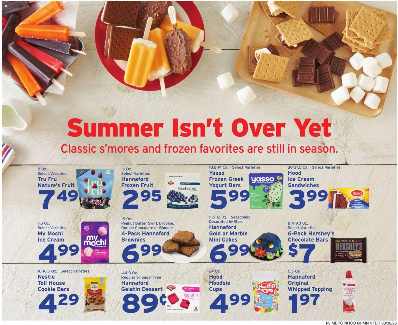 Hannaford Weekly Ad - valid from 08/30/2026 | Page: 11 | Products: Yogurt, Brownies, Ice cream, Frozen fruit