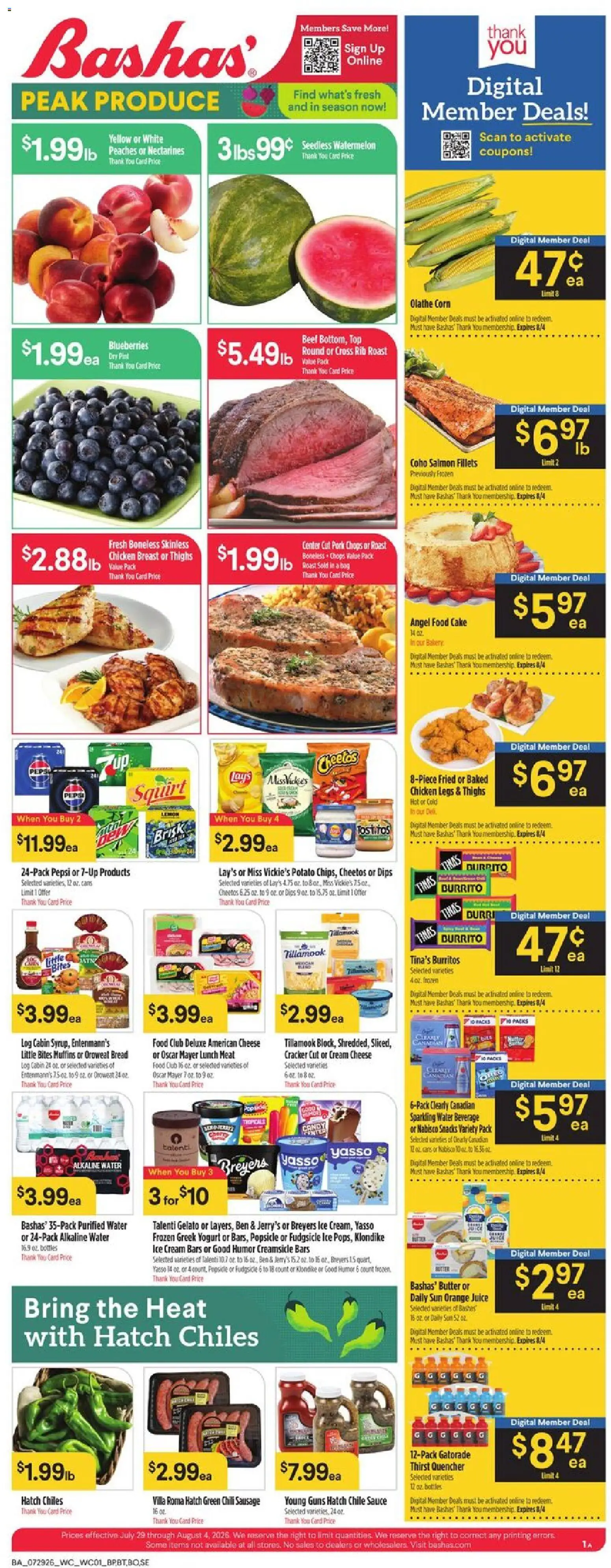 Piggly Wiggly Weekly Ad - valid from 07/29/2026 | Page: 1 | Products: Peaches, Cheese, Water, Blueberries