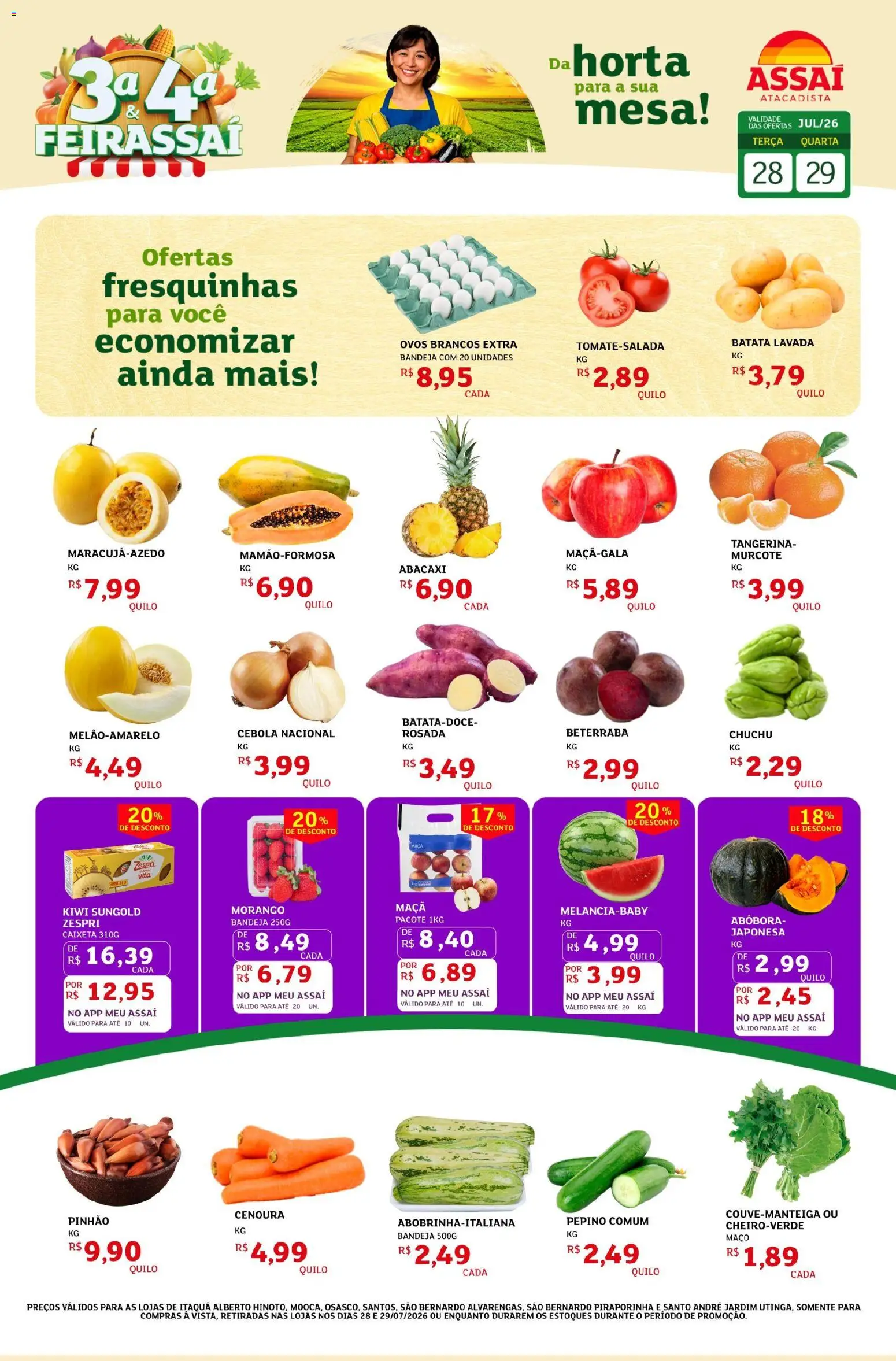 Assaí Atacadista Folheto - válido de 28/07/2026 | Página: 1 | Produtos: Chuchu, Abóbora, Cebola, Batata