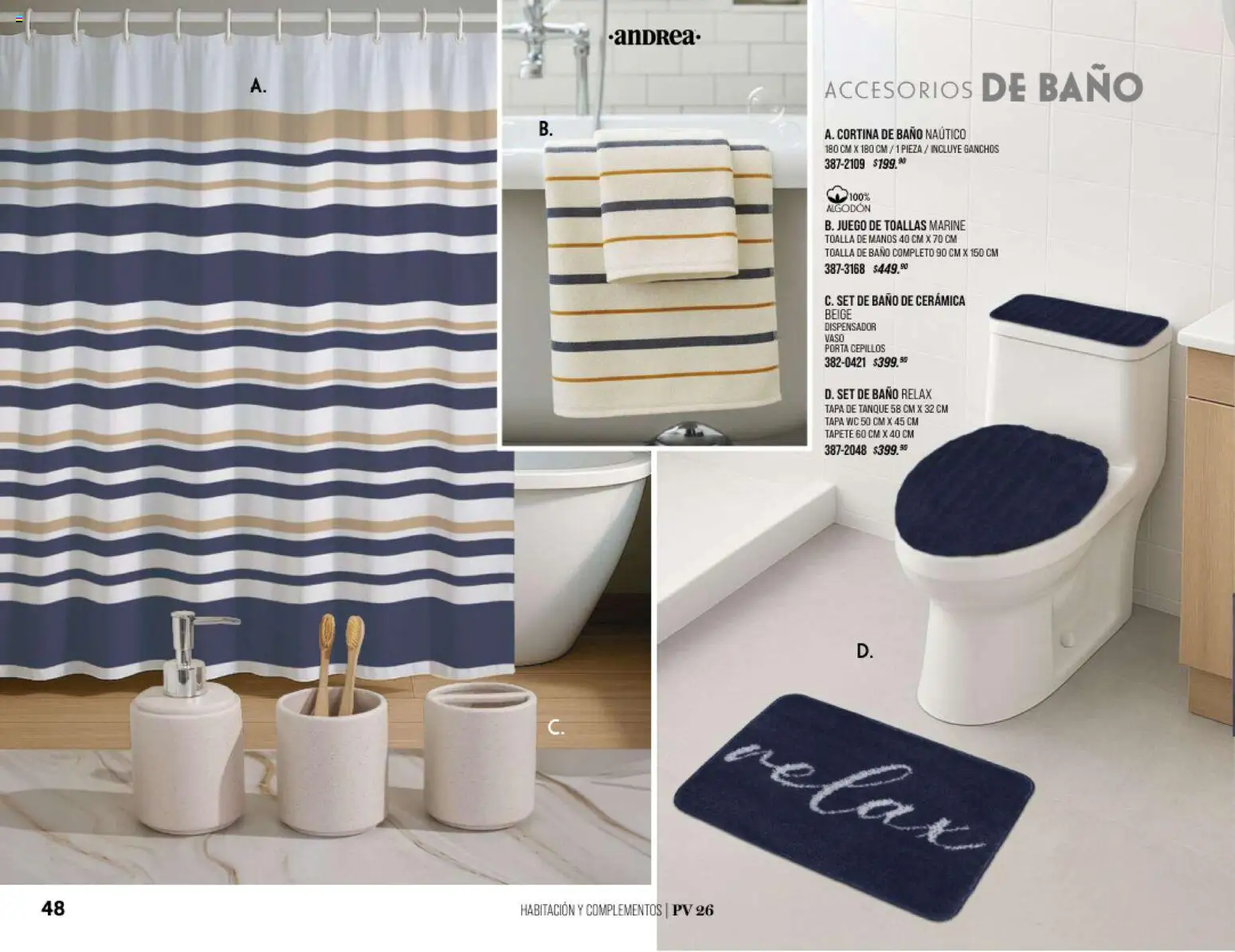 Nuevas ofertas de Andrea válidas en toda la República Mexicana desde el 25/01/2026. ¡Encuentra las mejores ofertas en Andrea catálogo Home! | Página: 48 | Productos: Toalla, Juego, Baño, Tapete