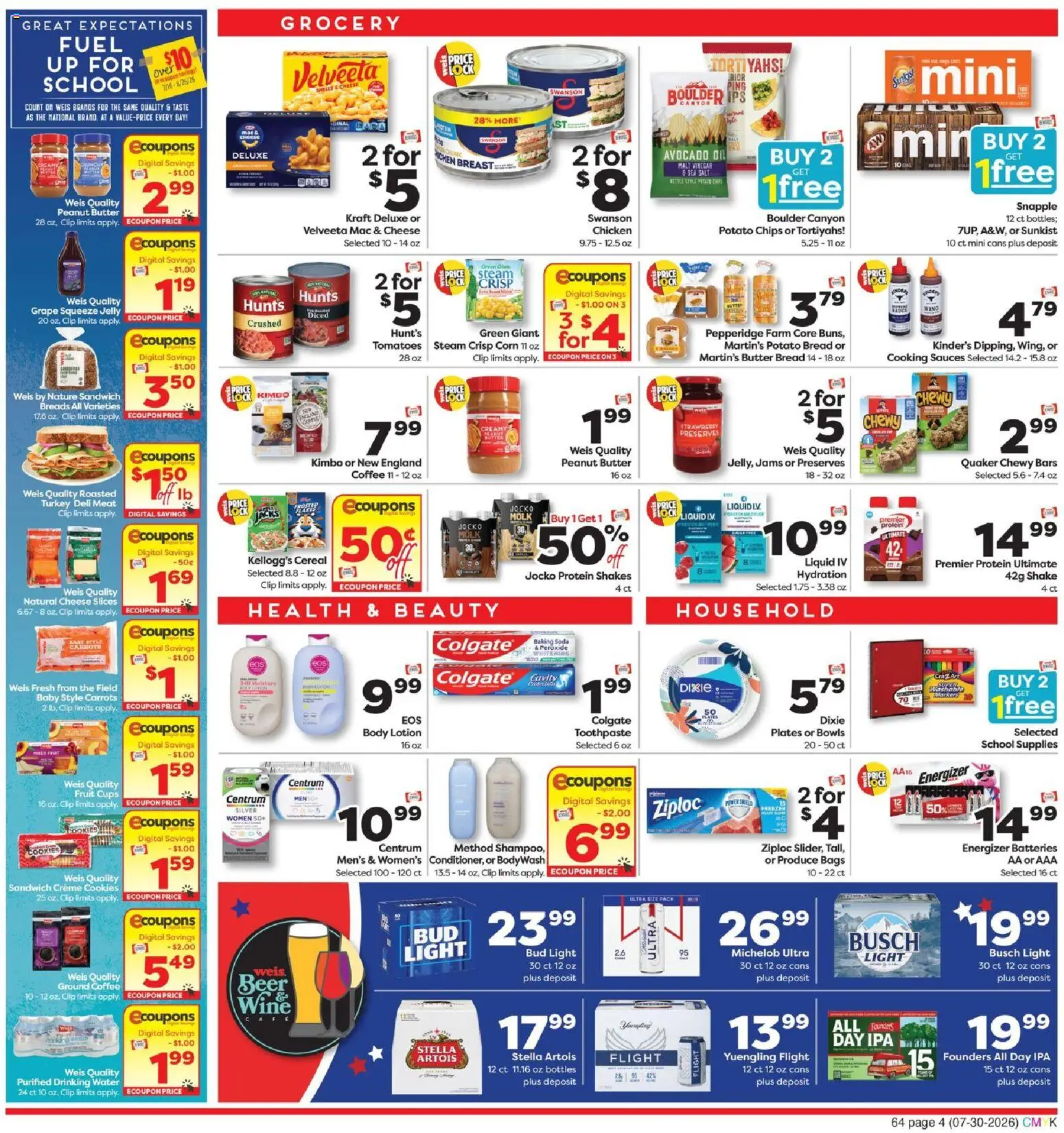 Weis Weekly Circular - NY - valid from 07/30/2026 | Page: 4 | Products: Vinegar, Flakes, Salt, Freezer