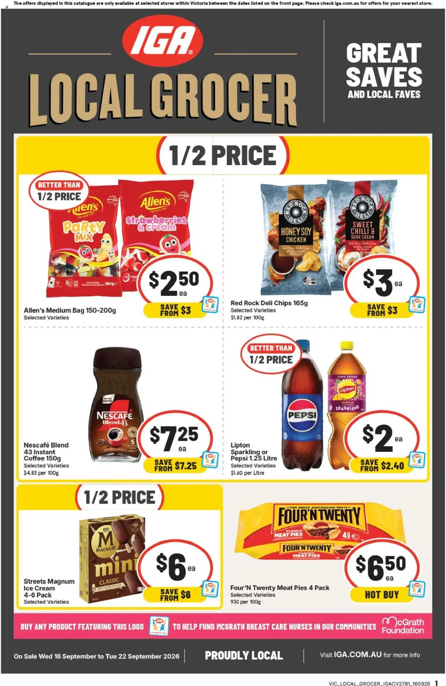 IGA catalogue - valid from 16/09/2026 | Page: 1 | Products: Coffee, Sugar, Ice, Foundation