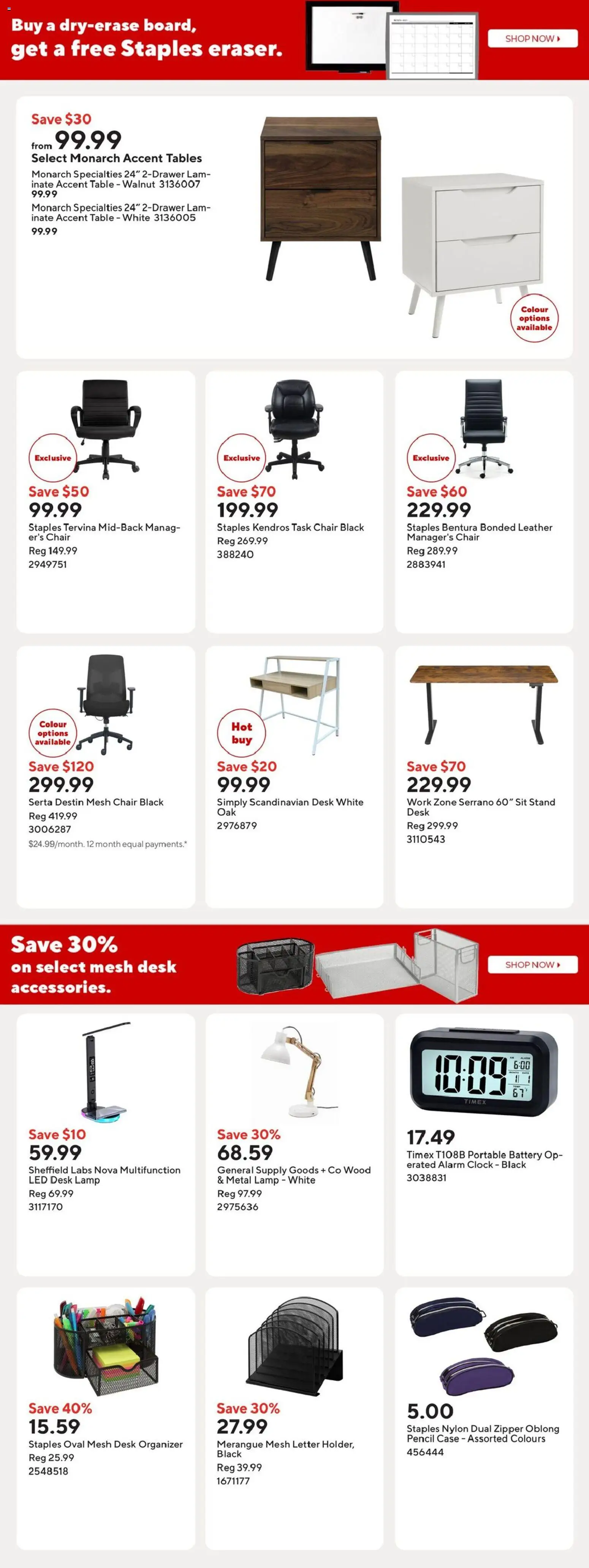 Staples flyer valid from Jul 17, 2026 | Page: 11 | Products: Alarm clock, Table, Chair, Lamp