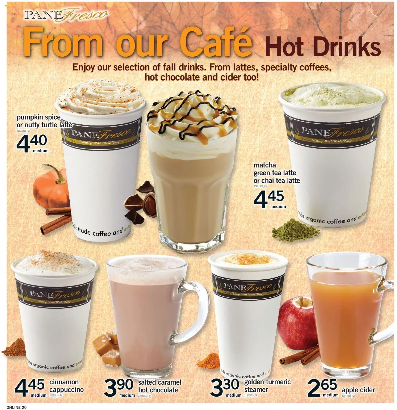 Fortinos flyer valid from Sep 3, 2026 | Page: 20 | Products: Green tea, Cappuccino, Matcha, Hot chocolate