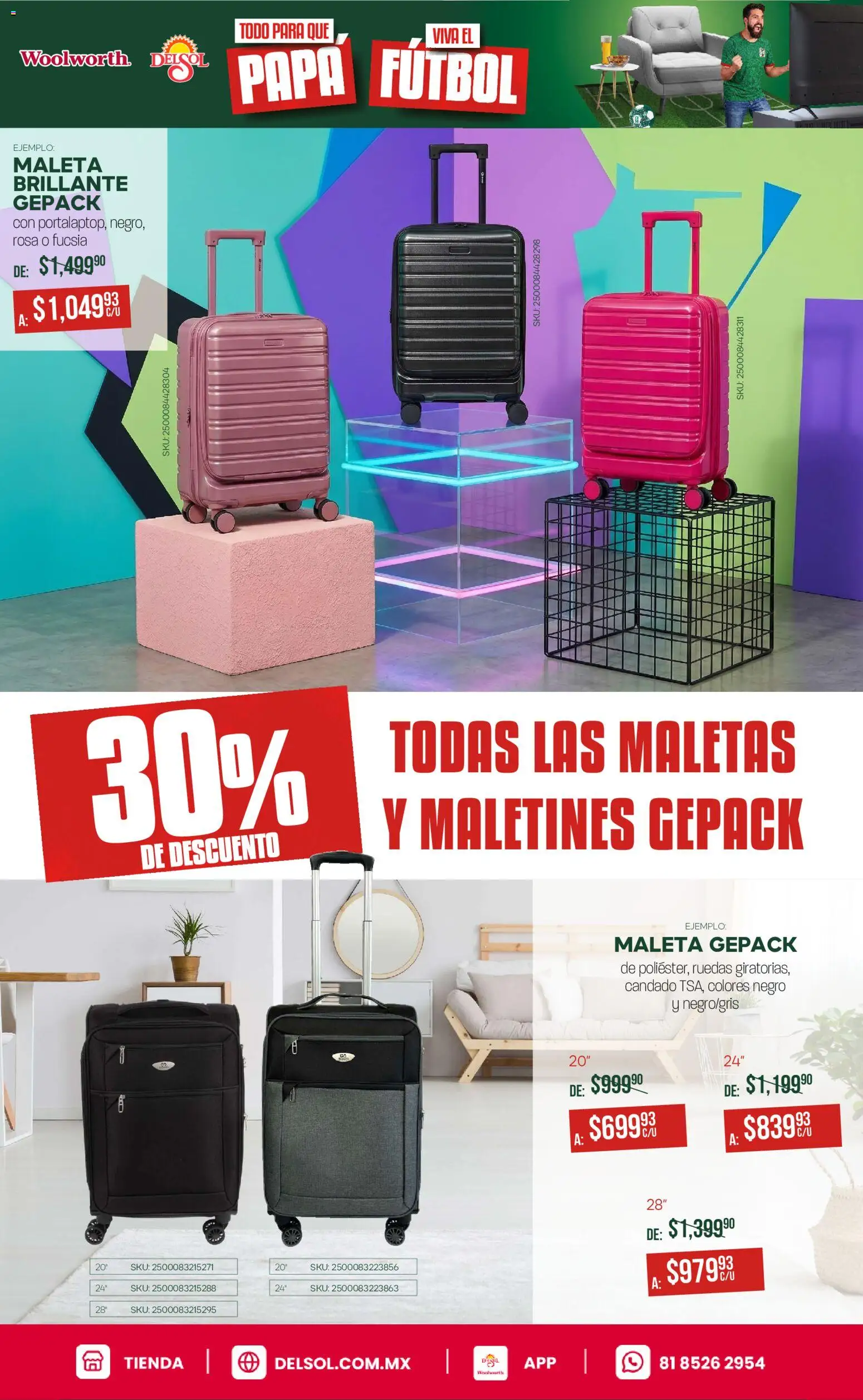 Nuevas ofertas de Del Sol y Woolworth válidas en toda la República Mexicana desde el 28.05.2026. ¡Encuentra las mejores ofertas en Del Sol y Woolworth catálogo! | Página: 12 | Productos: Papa, Candado, Maleta