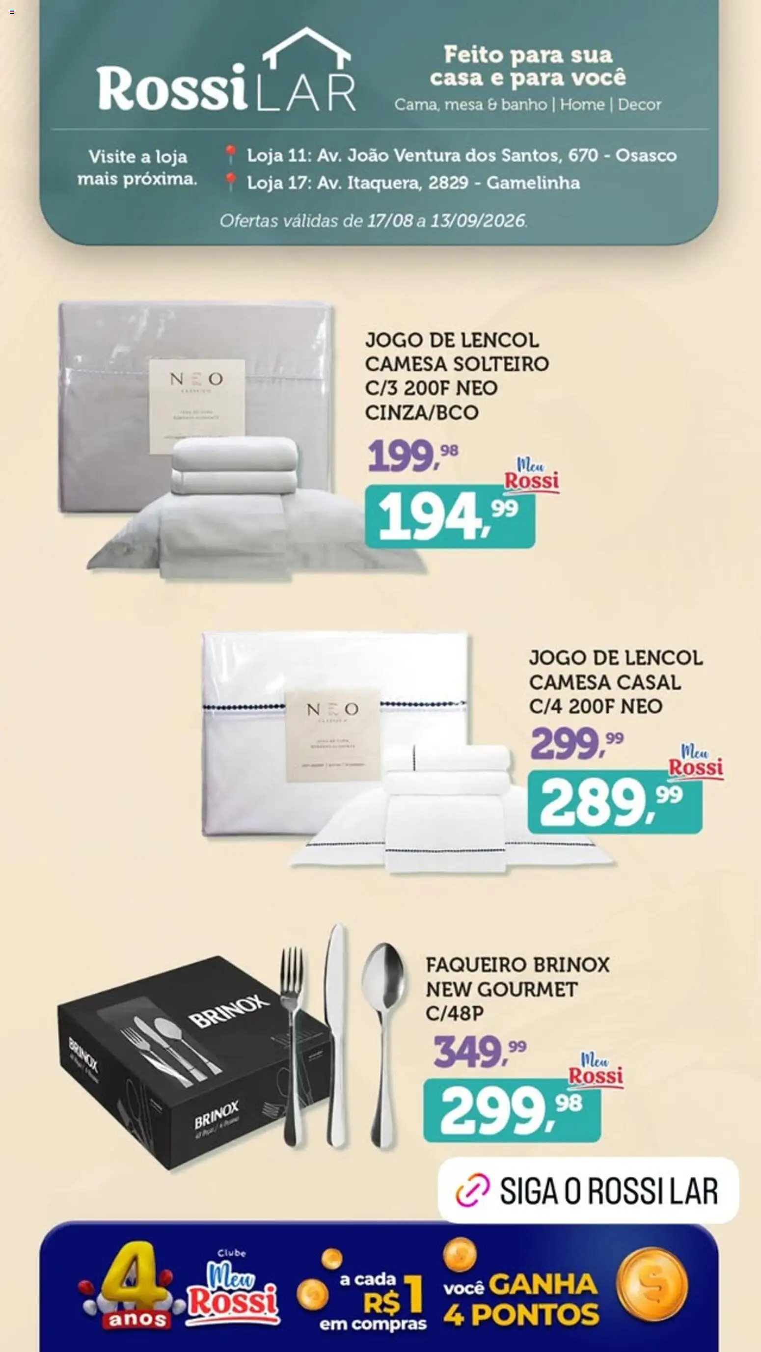 Rossi Supermercados Folheto - válido de 17/08/2026 | Página: 4 | Produtos: Mesa, Lençol