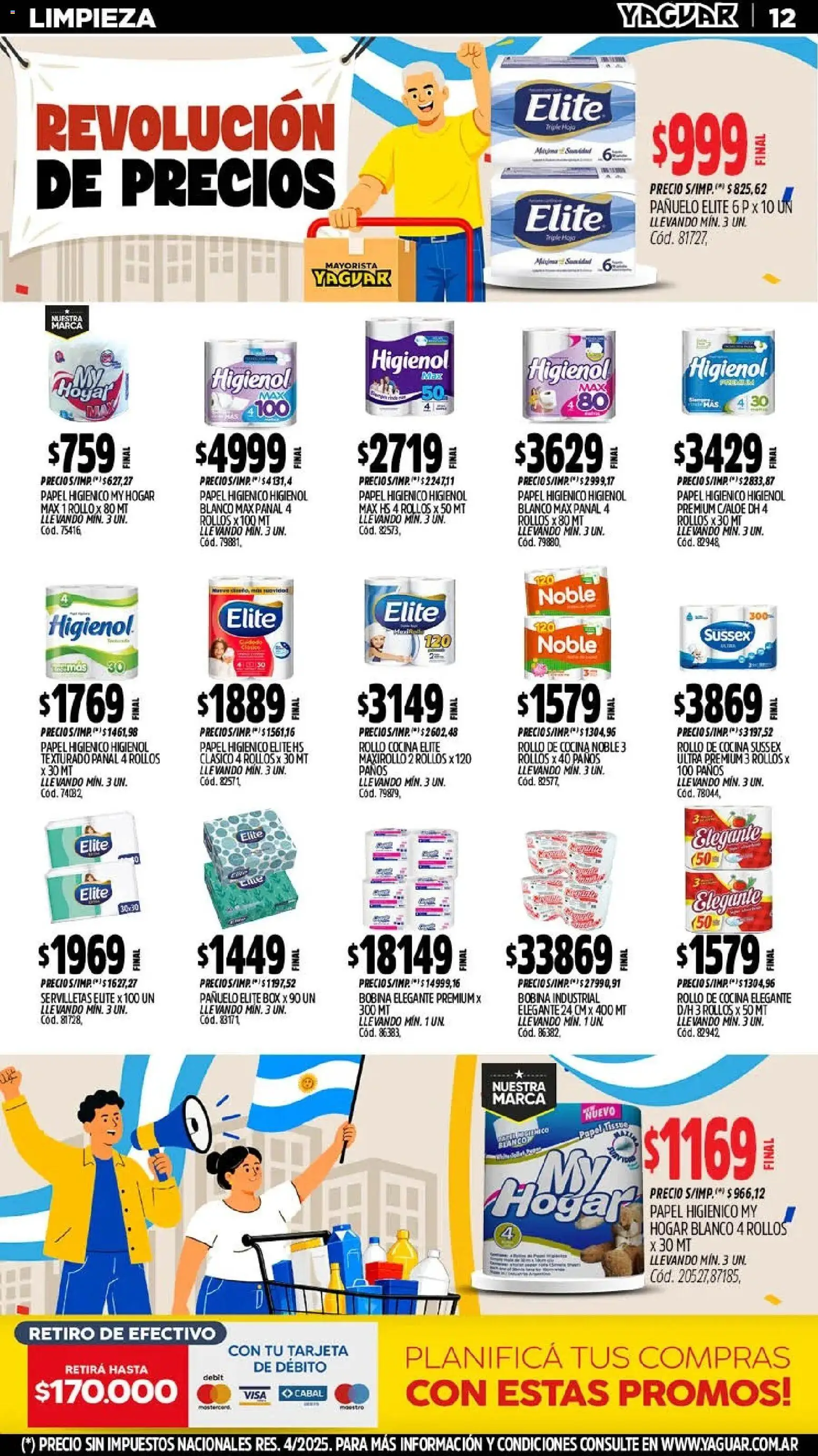 Yaguar - Oferta Semanal San Juan │ válido desde el 25.05.2026 | Página: 12 | Productos: Papel higiénico, Pañuelo, Servilletas, Huevo