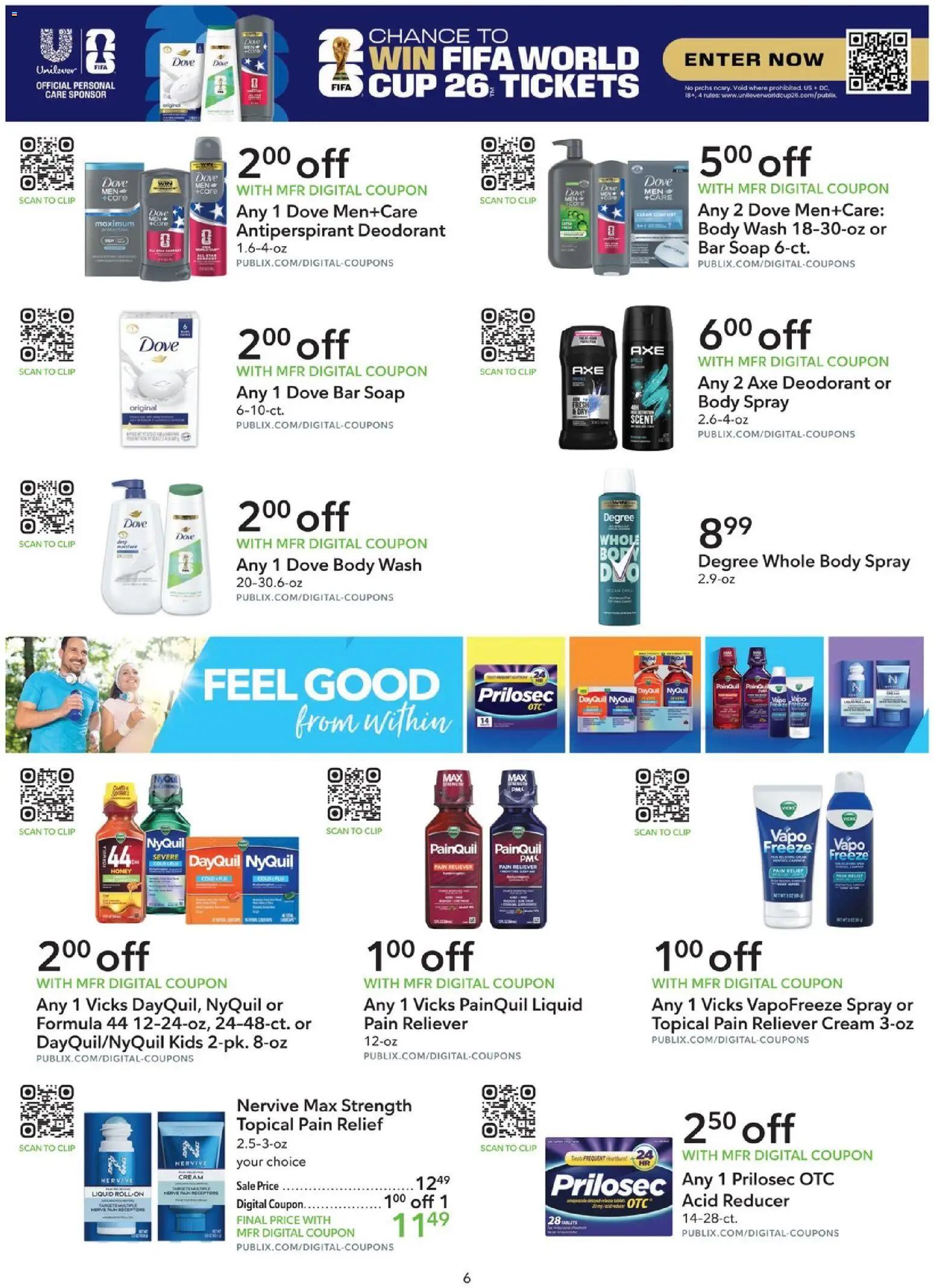 Publix Extra Savings - valid from 30.05.2026 | Page: 6 | Products: Clip, Deodorant, Bar Soap, Body Wash