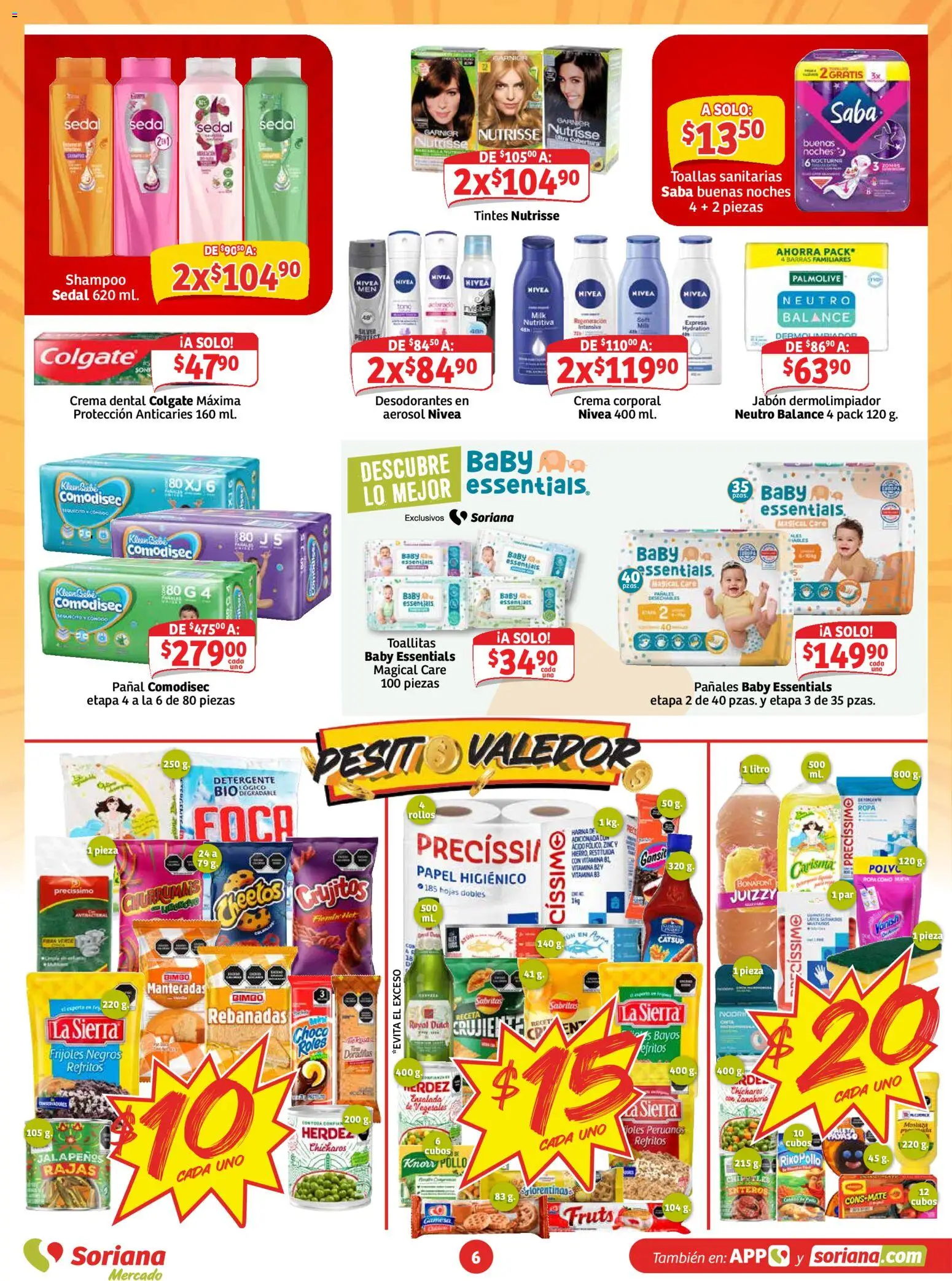 Nuevas ofertas de Soriana válidas en toda la República Mexicana desde el 13/08/2026. ¡Encuentra las mejores ofertas en Soriana Ahorro constante y sonante Mercado Nacional! | Página: 6 | Productos: Pollo, Papel higiénico, Ropa, Jabón