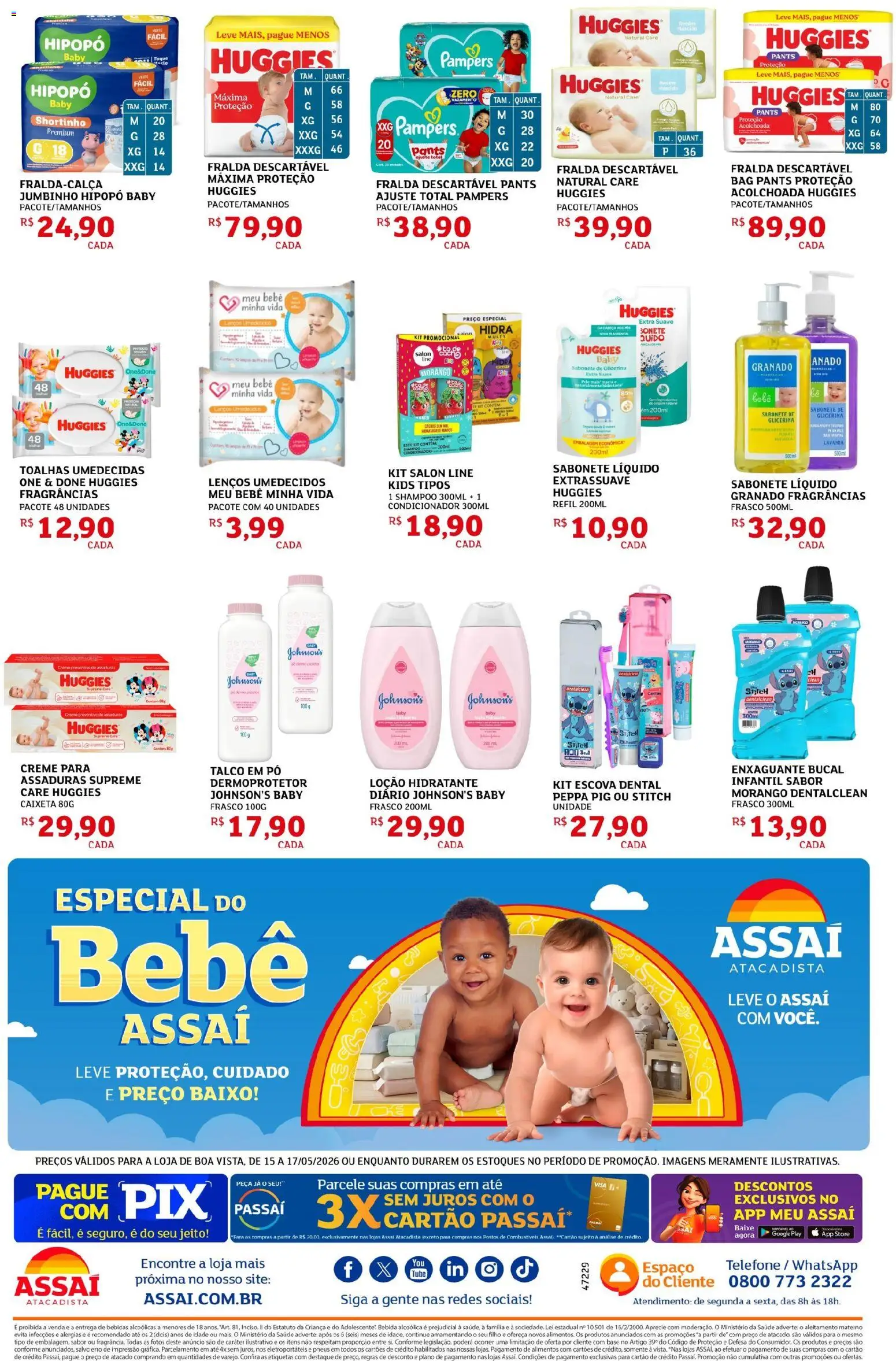 Assaí Atacadista Folheto - válido de 15.05.2026 | Página: 4 | Produtos: Pampers, Condicionador, Base, Sabonete