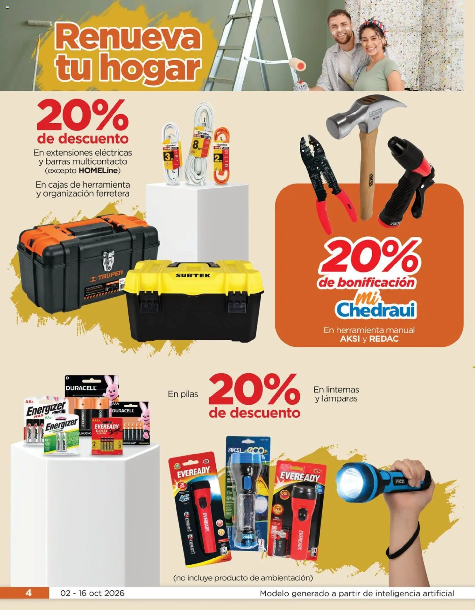 Nuevas ofertas de Chedraui válidas en toda la República Mexicana desde el 02/10/2026. ¡Encuentra las mejores ofertas en Chedraui folleto Renueva tu hogar Llevarte más cuesta menos! | Página: 4