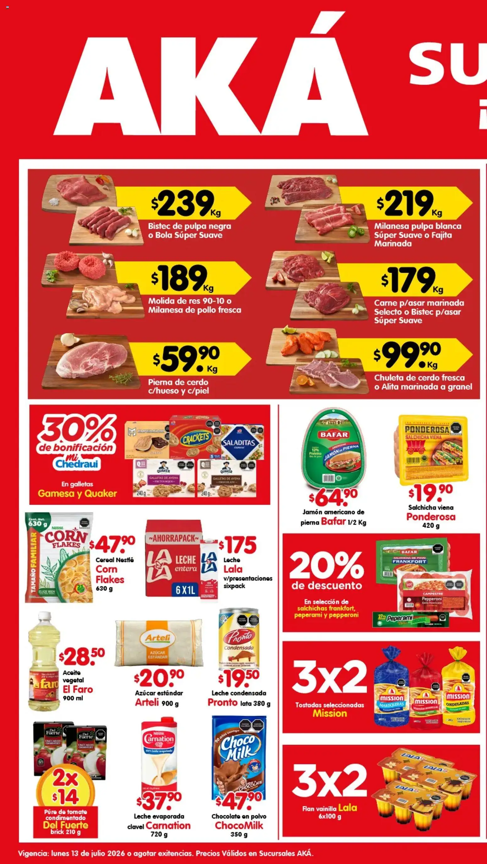 Nuevas ofertas de Arteli válidas en toda la República Mexicana desde el 13/07/2026. ¡Encuentra las mejores ofertas en Arteli folleto Aká Superbodegas! | Página: 1 | Productos: Detergente, Limón, Aceite, Pure de Tomate