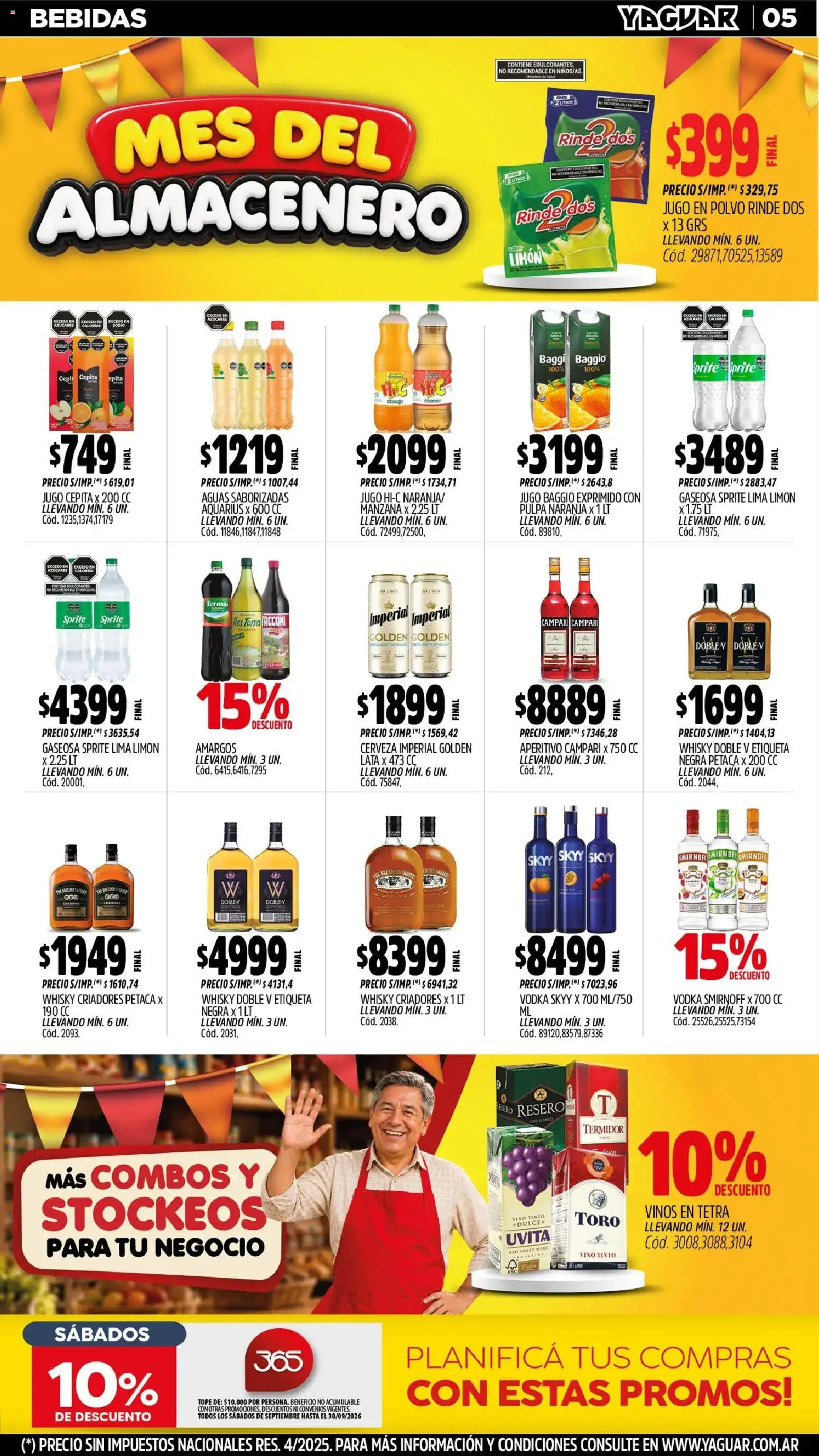 Yaguar catálogo │ válido desde el 31/08/2026 | Página: 5 | Productos: Vino tinto, Dulce, Lima, Limón