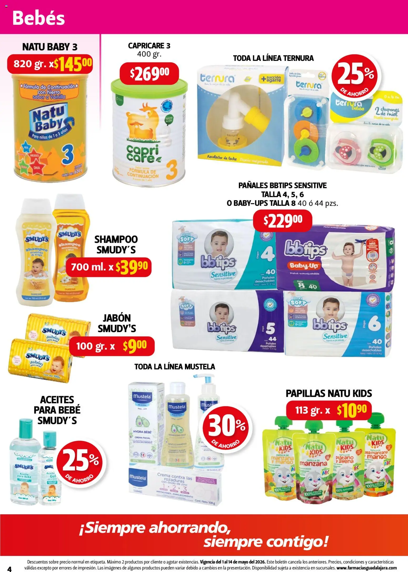 Nuevas ofertas de Farmacia Guadalajara válidas en toda la República Mexicana desde el 01.05.2026. ¡Encuentra las mejores ofertas en Farmacia Guadalajara catálogo! | Página: 4 | Productos: Avena, Manzana, Aceite, Jabón