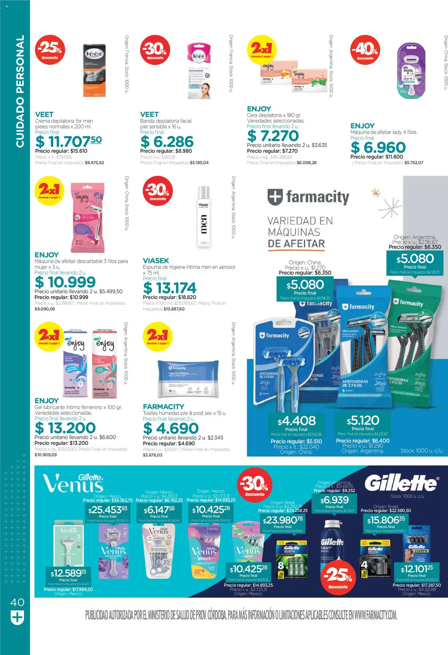 Farmacity catálogo │ válido desde el 01/09/2026 | Página: 40 | Productos: Toallas, Lubricante, Espuma, Cera