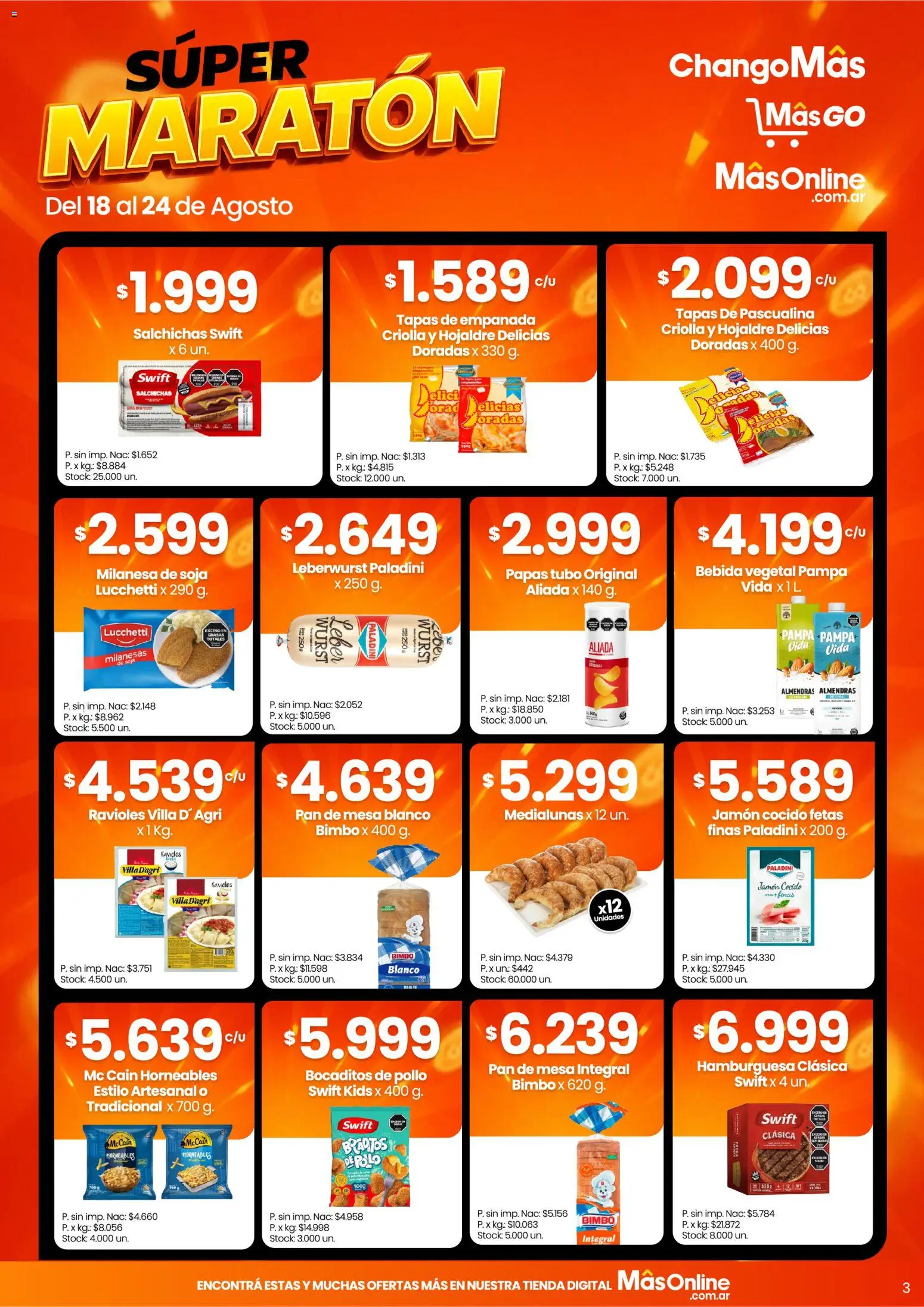 Changomas ofertas │ válido desde el 18/08/2026 | Página: 5 | Productos: Milanesas, Jamón cocido, Papas, Salchichas